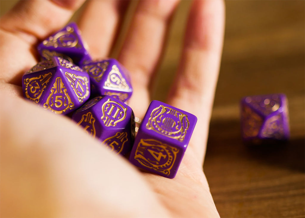 Produktbild Witcher - Dandelion Viscount de Lettenhove RPG Würfel Set 7tlg mit Sammlermünze