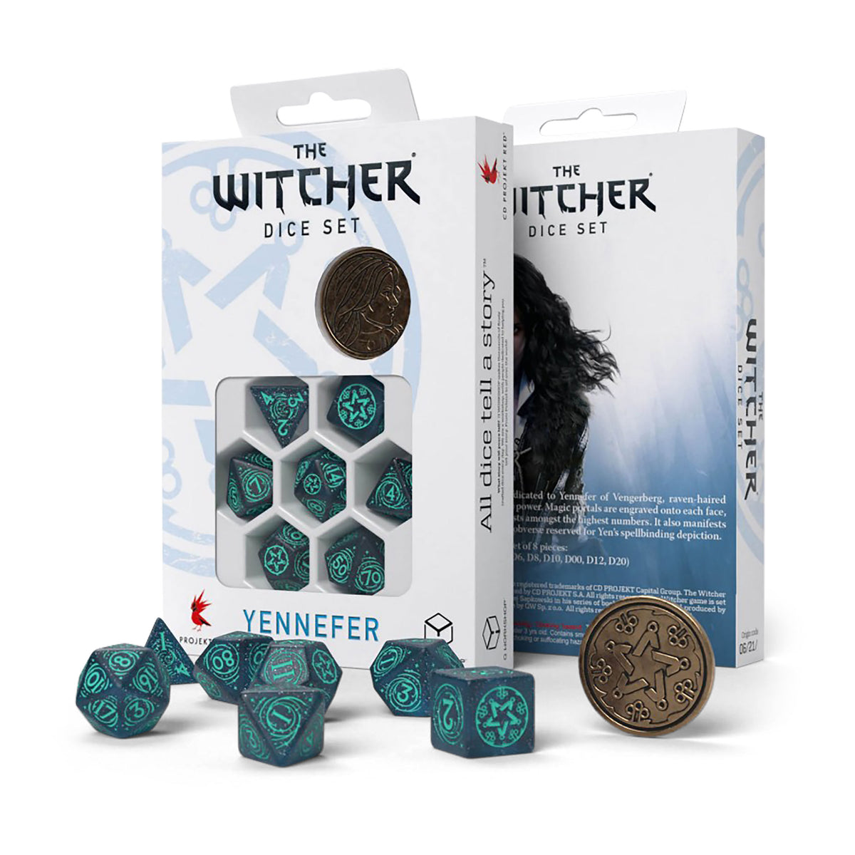 Produktbild Witcher - Yennefer Sorceress Supreme RPG Würfel Set 7tlg mit Sammlermünze