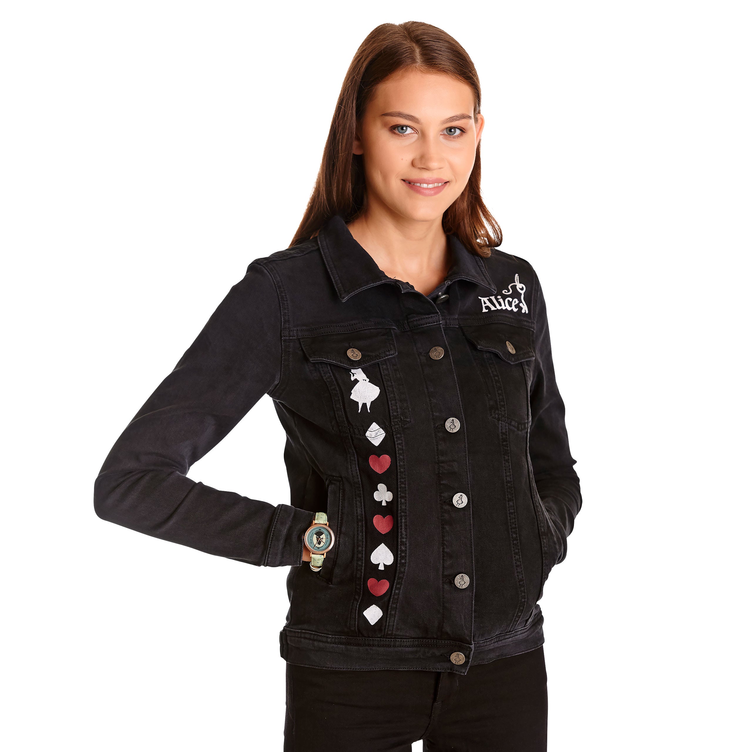 Produktbild Alice im Wunderland - Jeansjacke Damen schwarz