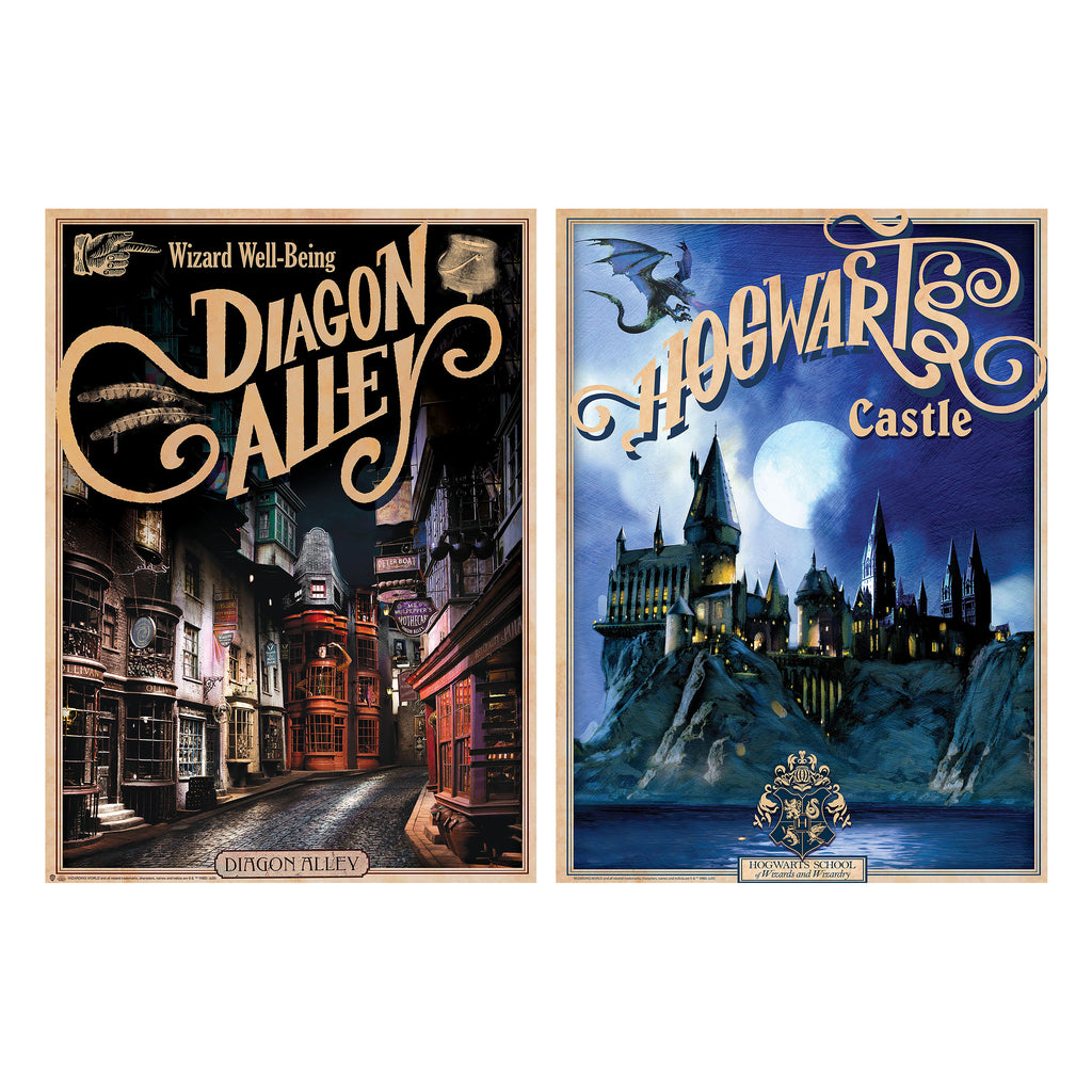 Produktbild Harry Potter - Hogwarts Schloss & Winkelgasse Poster 2er Set