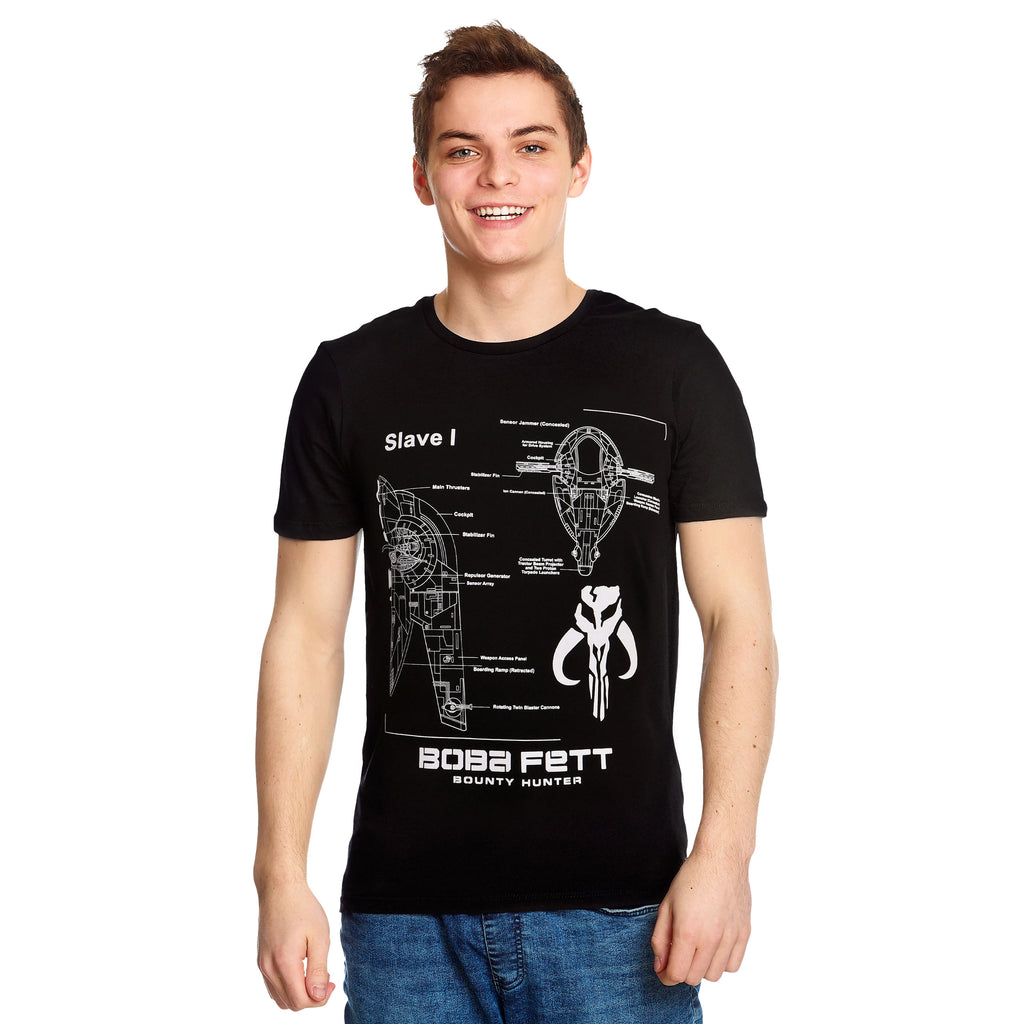 Produktbild Star Wars - Boba Fett Slave I Sketch T-Shirt schwarz