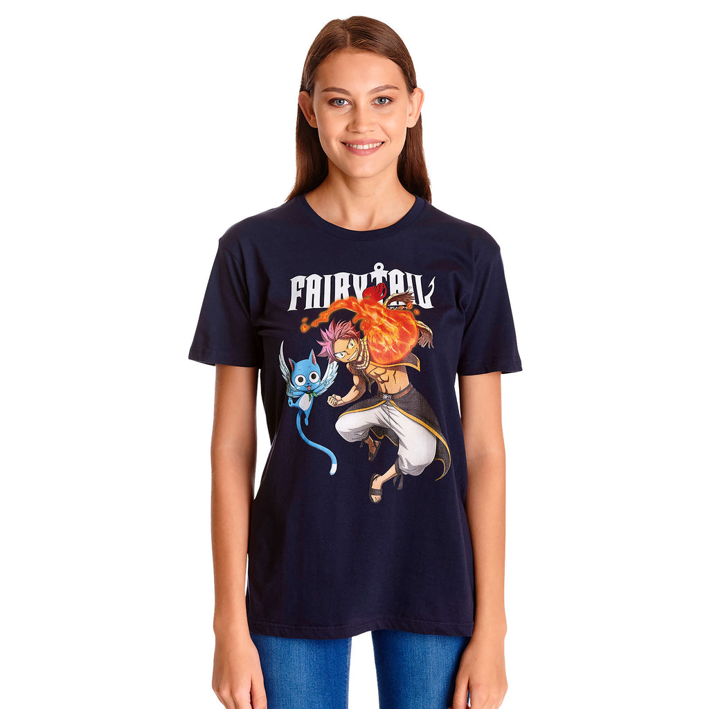 Fairy Tail - Natsu und Happy T-Shirt blau
