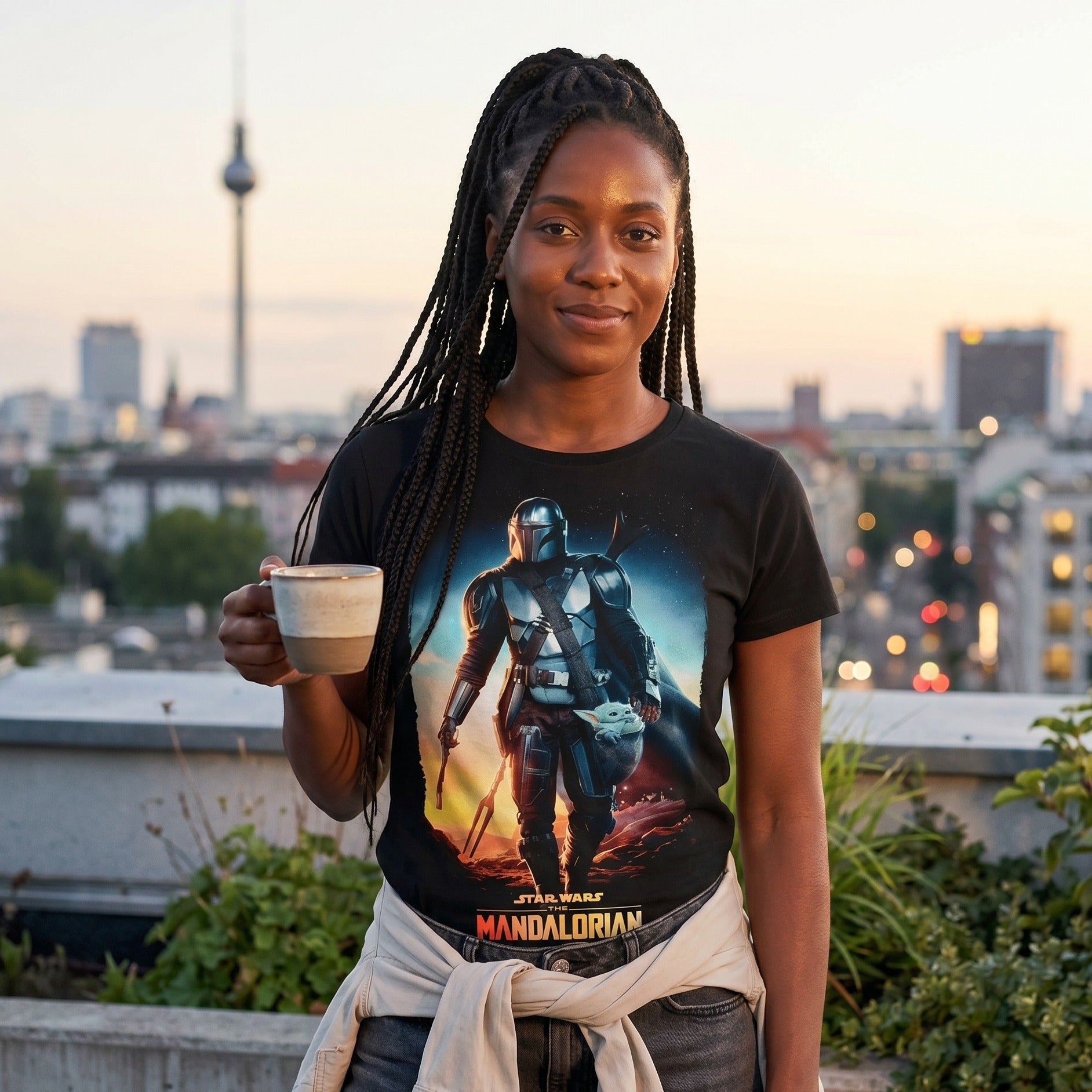 Produktbild Through The Galaxy T-Shirt schwarz - Star Wars Mandalorian