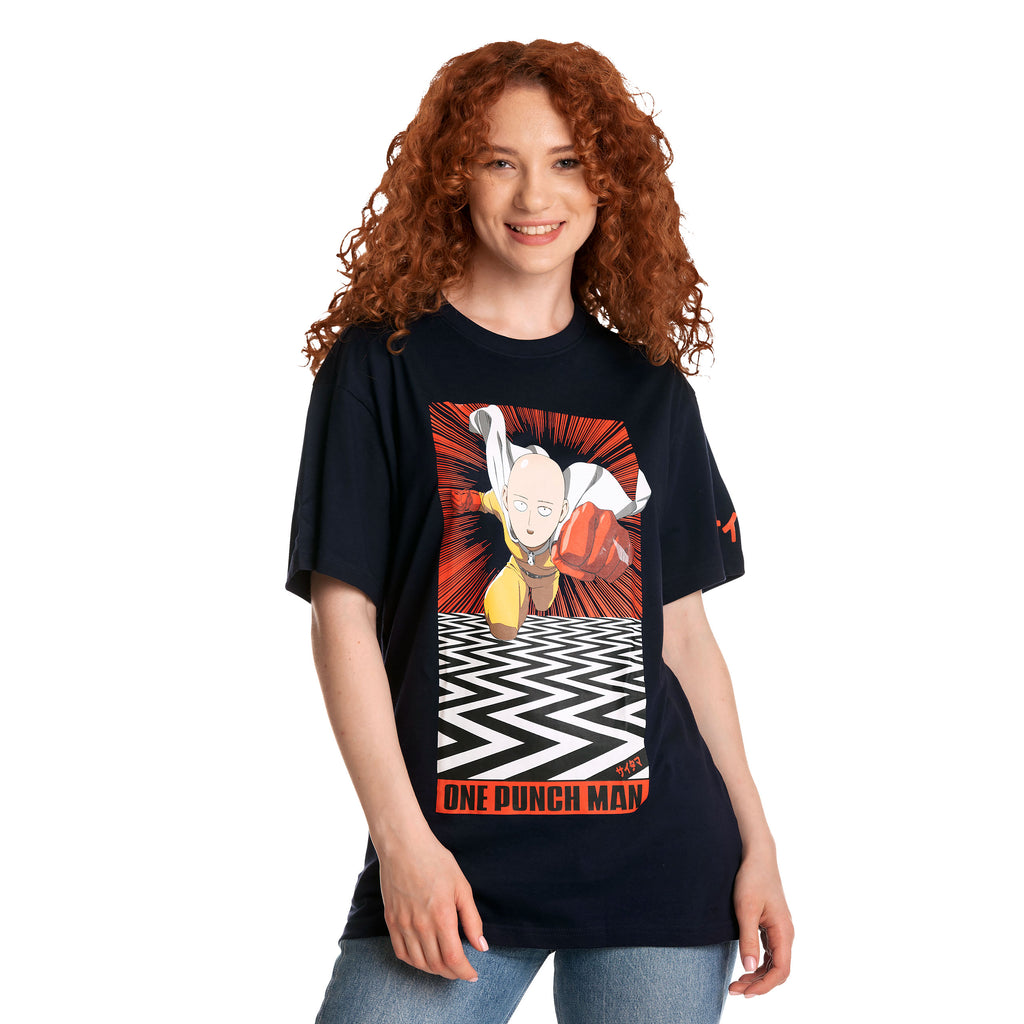 One Punch Man - Saitama Fight T-Shirt blau