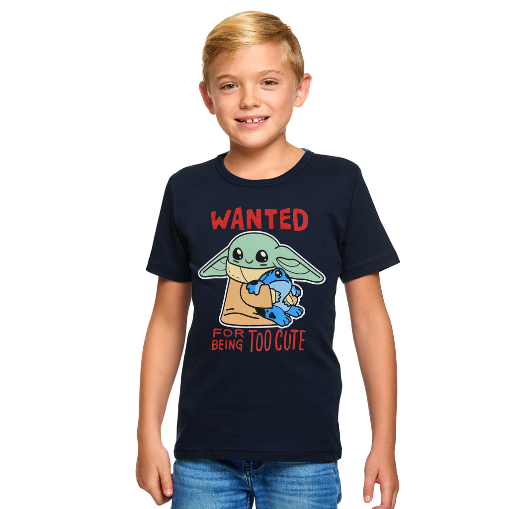 Produktbild Grogu Wanted Too Cute T-Shirt Kinder blau - Star Wars The Mandalorian