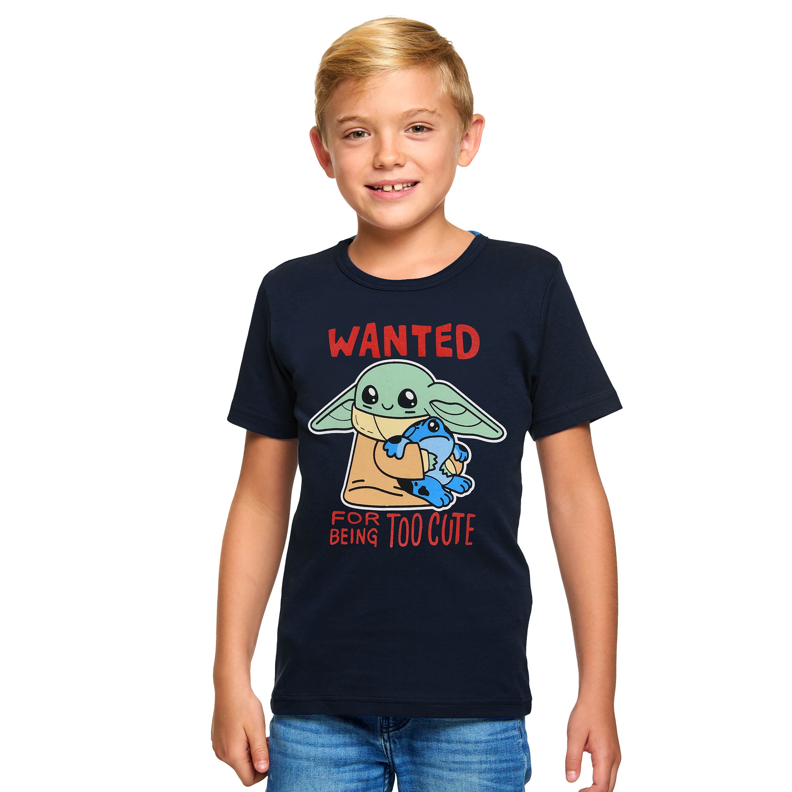Produktbild Grogu Wanted Too Cute T-Shirt Kinder blau - Star Wars The Mandalorian