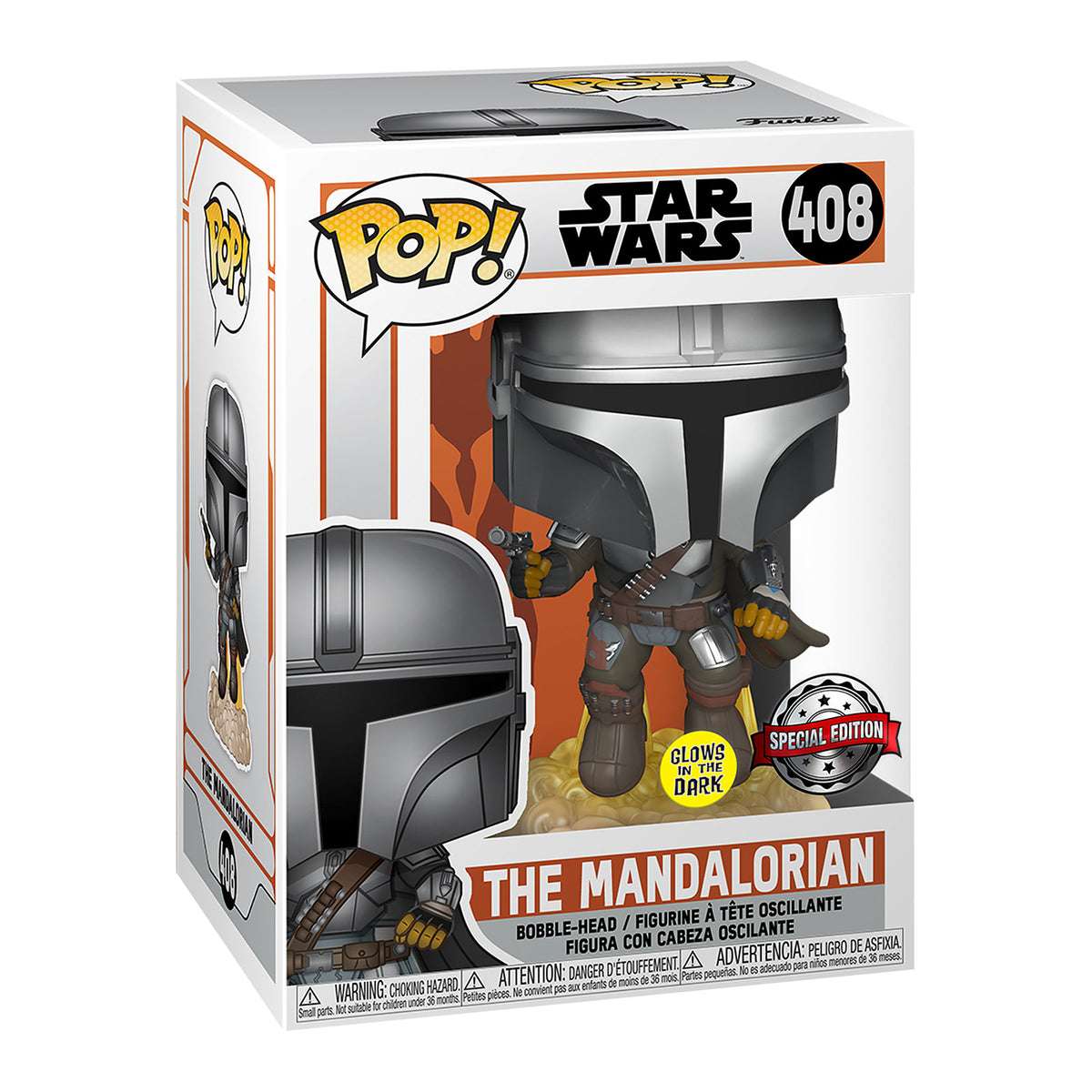 Produktbild Mando Glow in the Dark Funko Pop Wackelkopf-Figur - Star Wars The Mandalorian