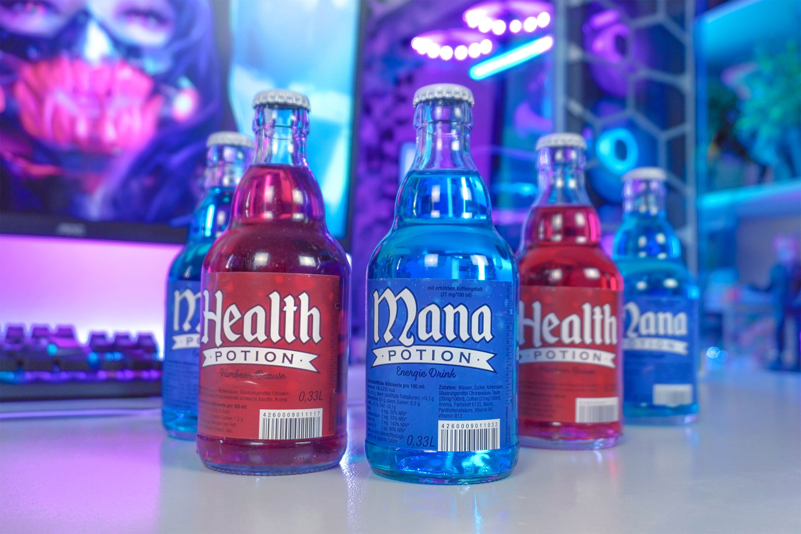 Produktbild Health Potion Flasche Himbeer Brause - 6er Pack
