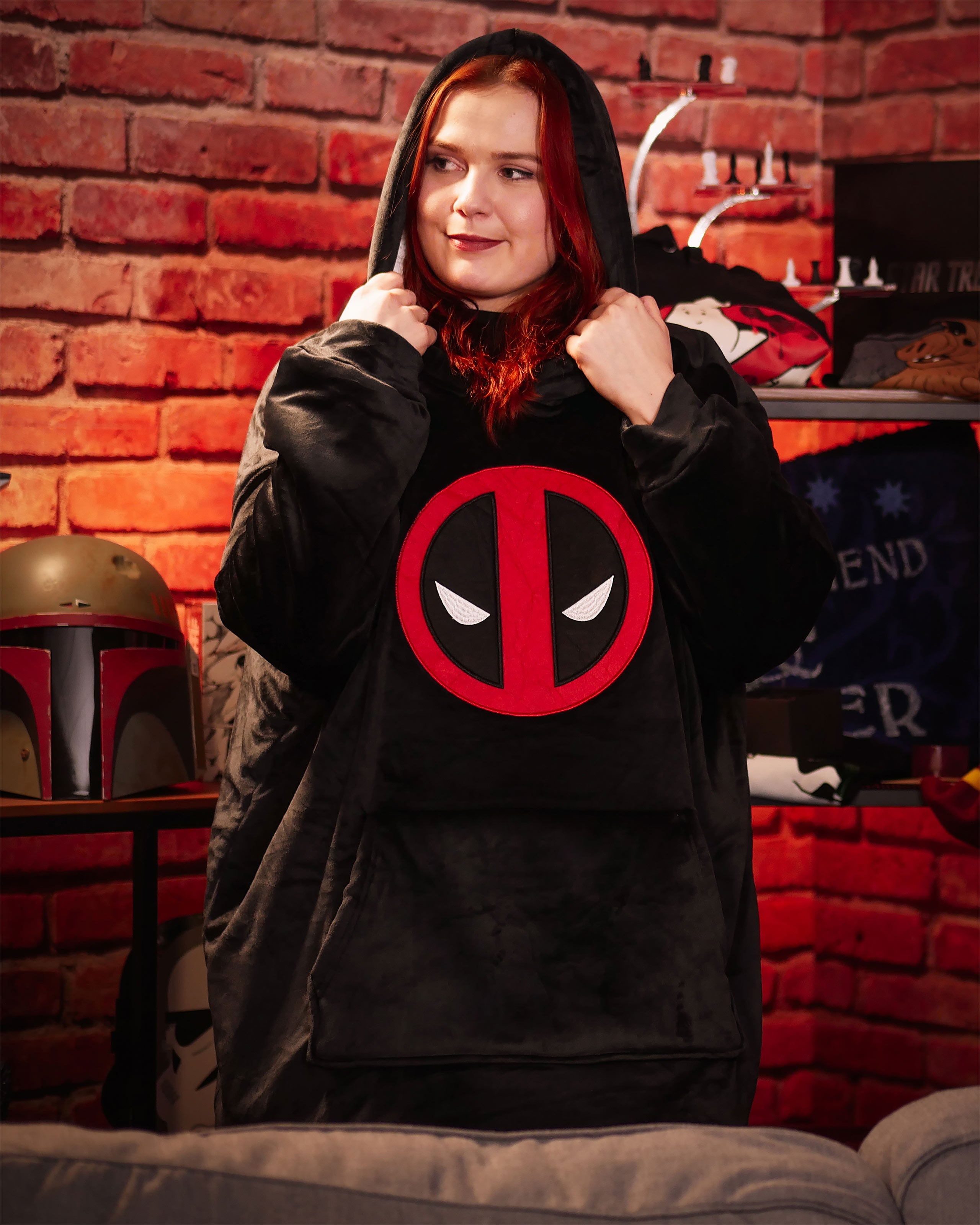 Produktbild Deadpool - Logo Oversize Kuschelpullover schwarz