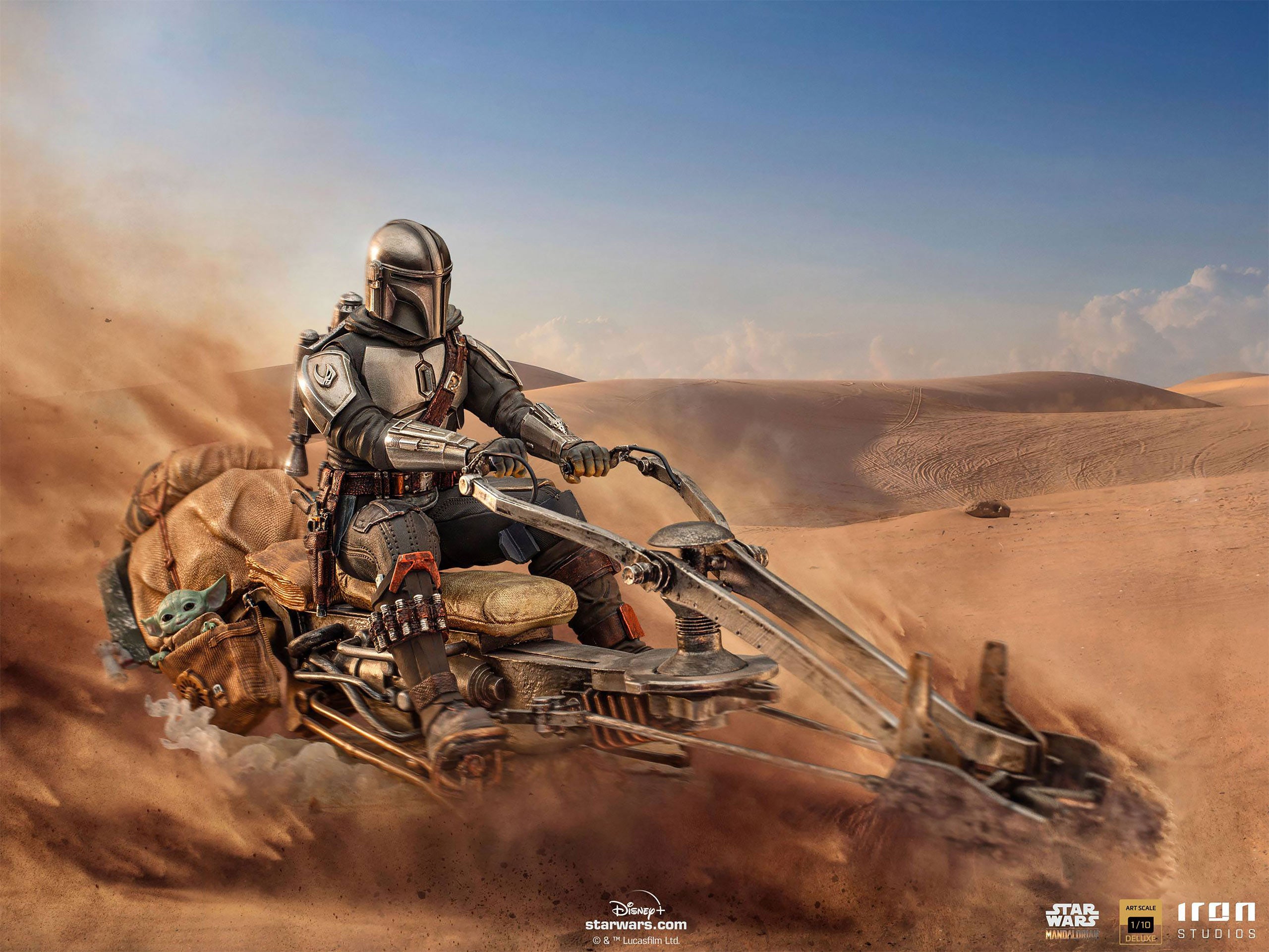 Produktbild Mando mit Speeder BDS Art Scale Deluxe Statue - Star Wars The Mandalorian