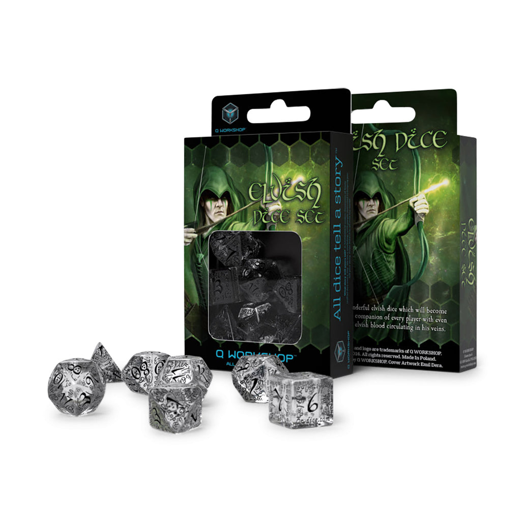 Produktbild Elvish Translucent & Black RPG Würfel Set 7tlg
