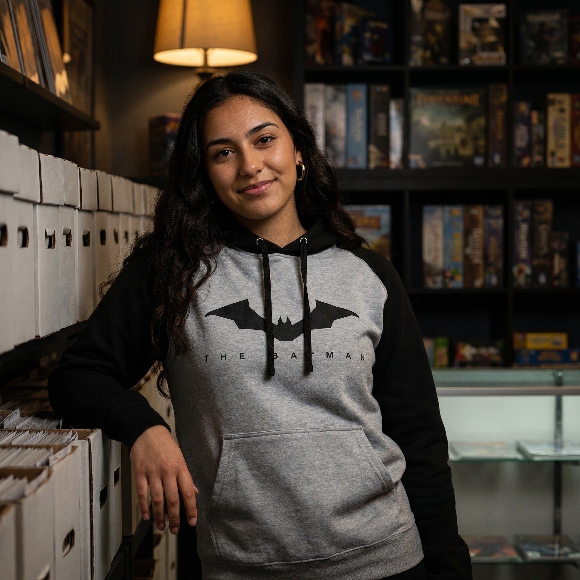 Produktbild The Batman - Logo Baseball Hoodie grau-schwarz
