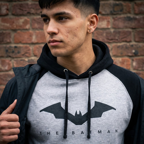 Produktbild The Batman - Logo Baseball Hoodie grau-schwarz