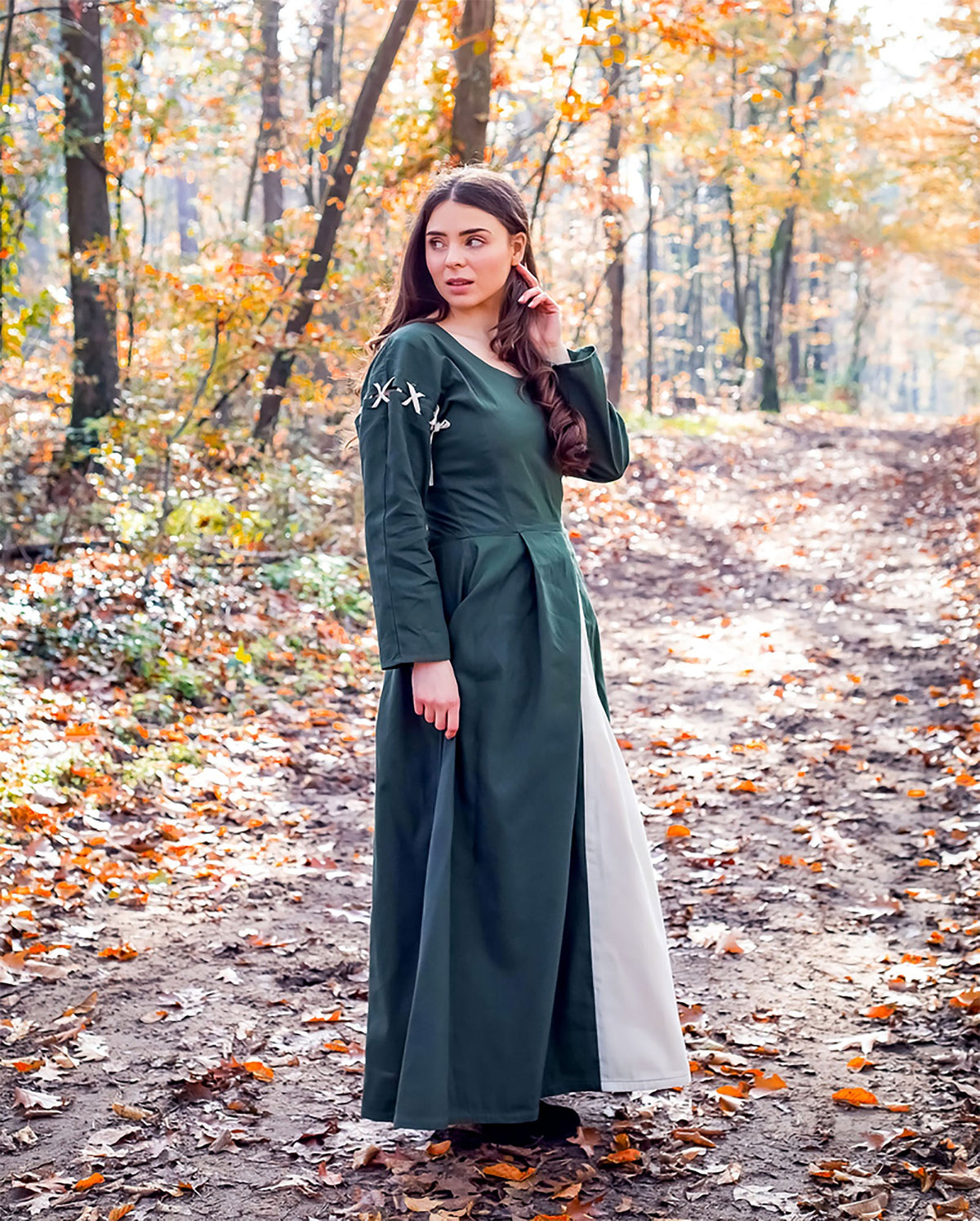 Produktbild Mittelalter Kleid Larina grün-beige