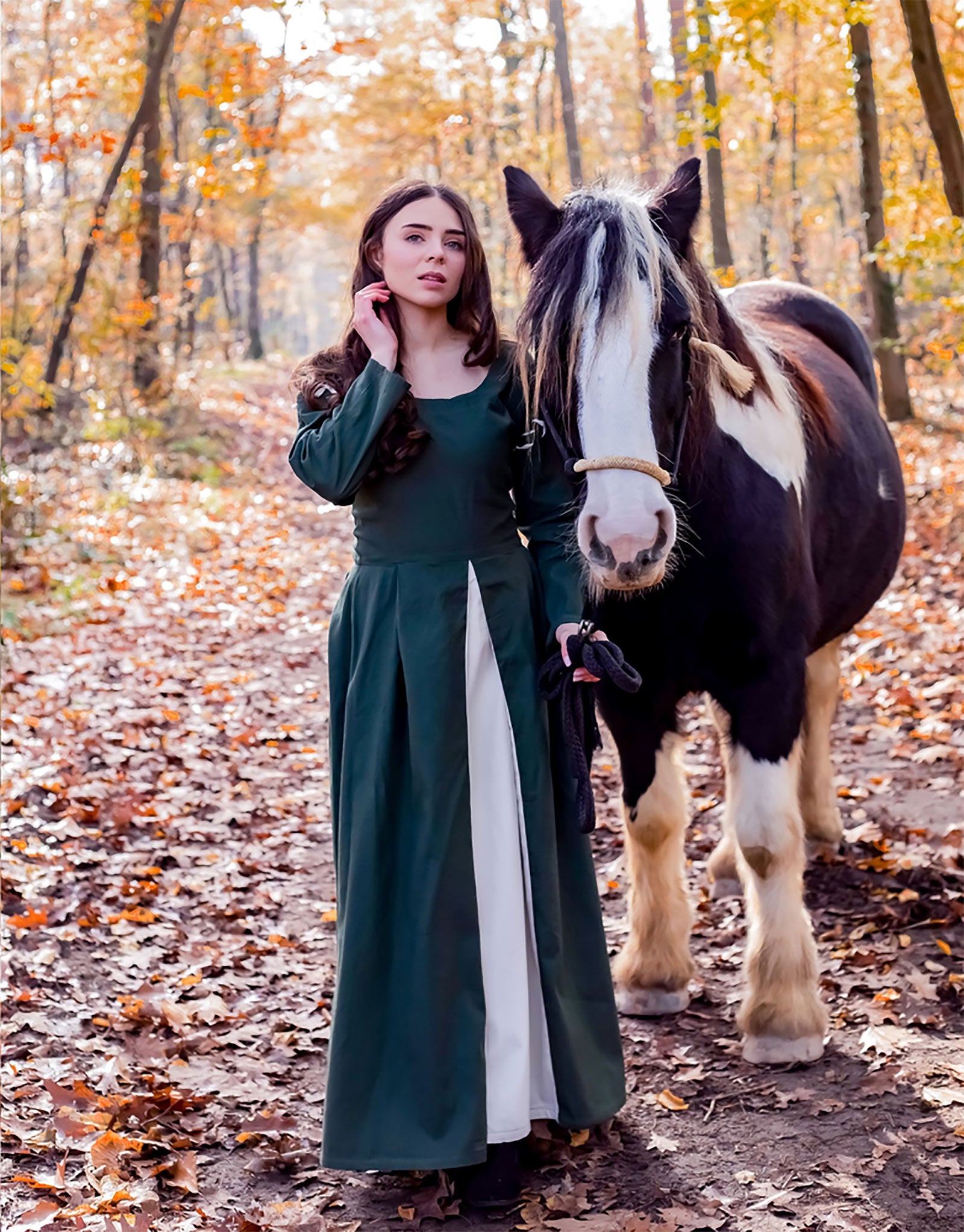 Produktbild Mittelalter Kleid Larina grün-beige