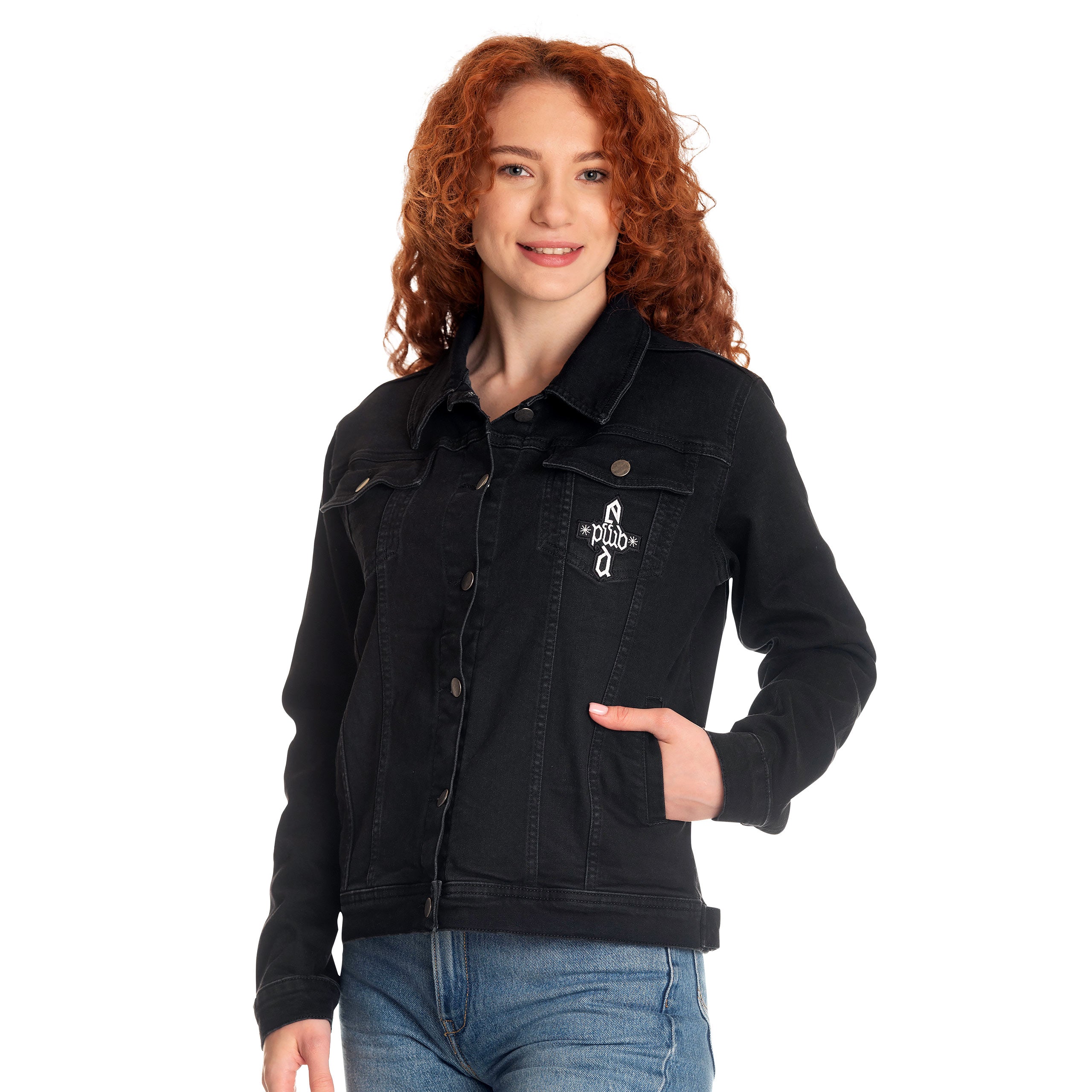 Produktbild Dumbledore Wappen Jeansjacke schwarz - Phantastische Tierwesen