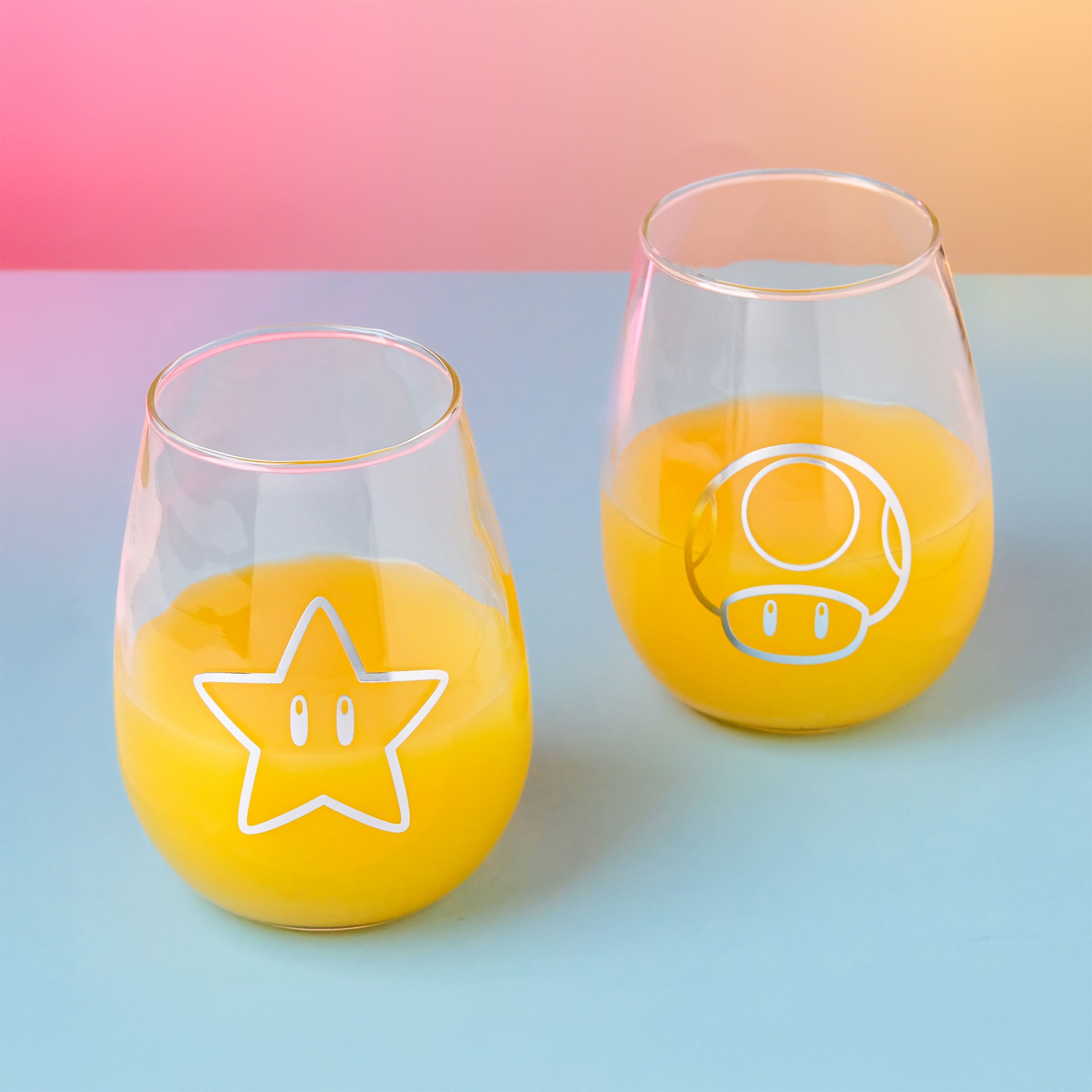 Produktbild Super Mario - Star & Super Pilz Gläser 2er Set
