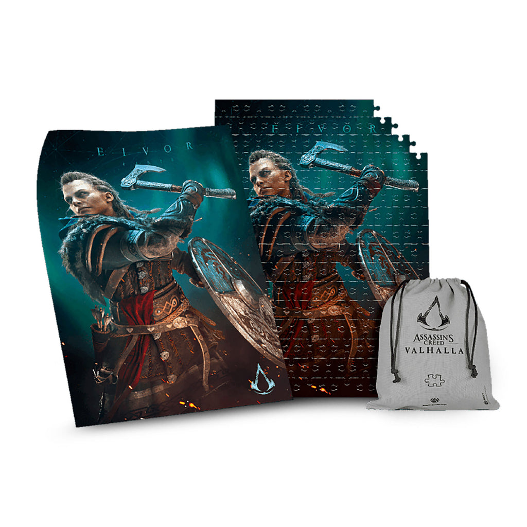 Produktbild Assassin's Creed Valhalla - Eivor Puzzle mit Logo Stoffbeutel