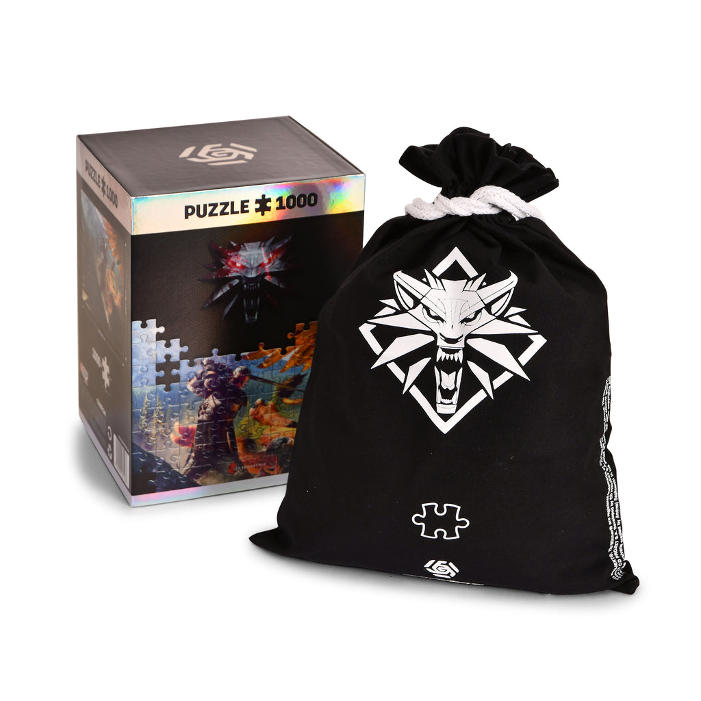 Produktbild Witcher - Geralt vs. Greif Puzzle mit Logo Stoffbeutel