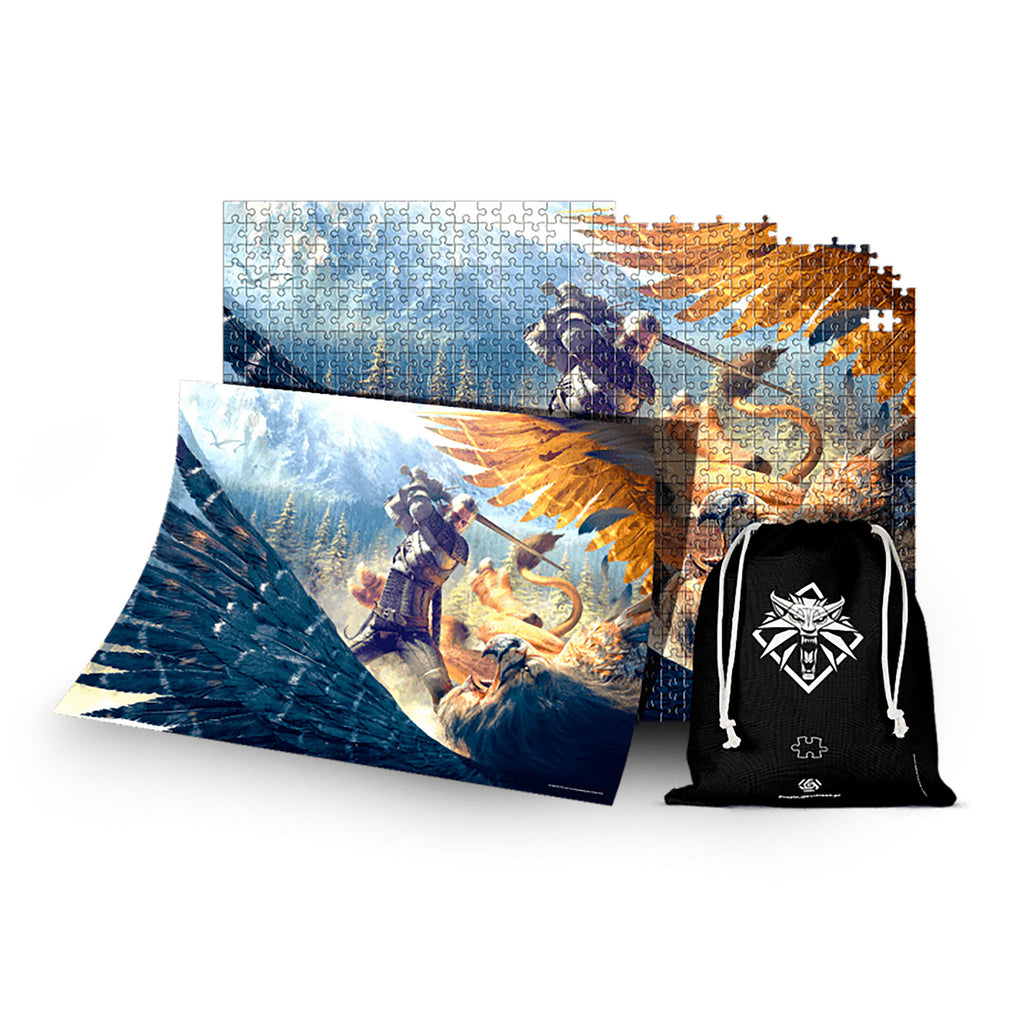 Produktbild Witcher - Geralt vs. Greif Puzzle mit Logo Stoffbeutel