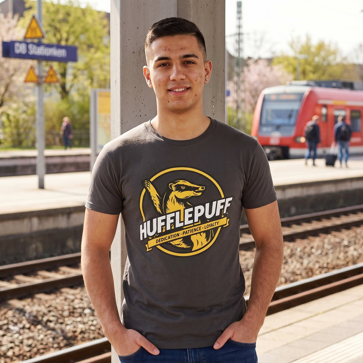 Product image Hufflepuff House Values T-Shirt Grey - Harry Potter