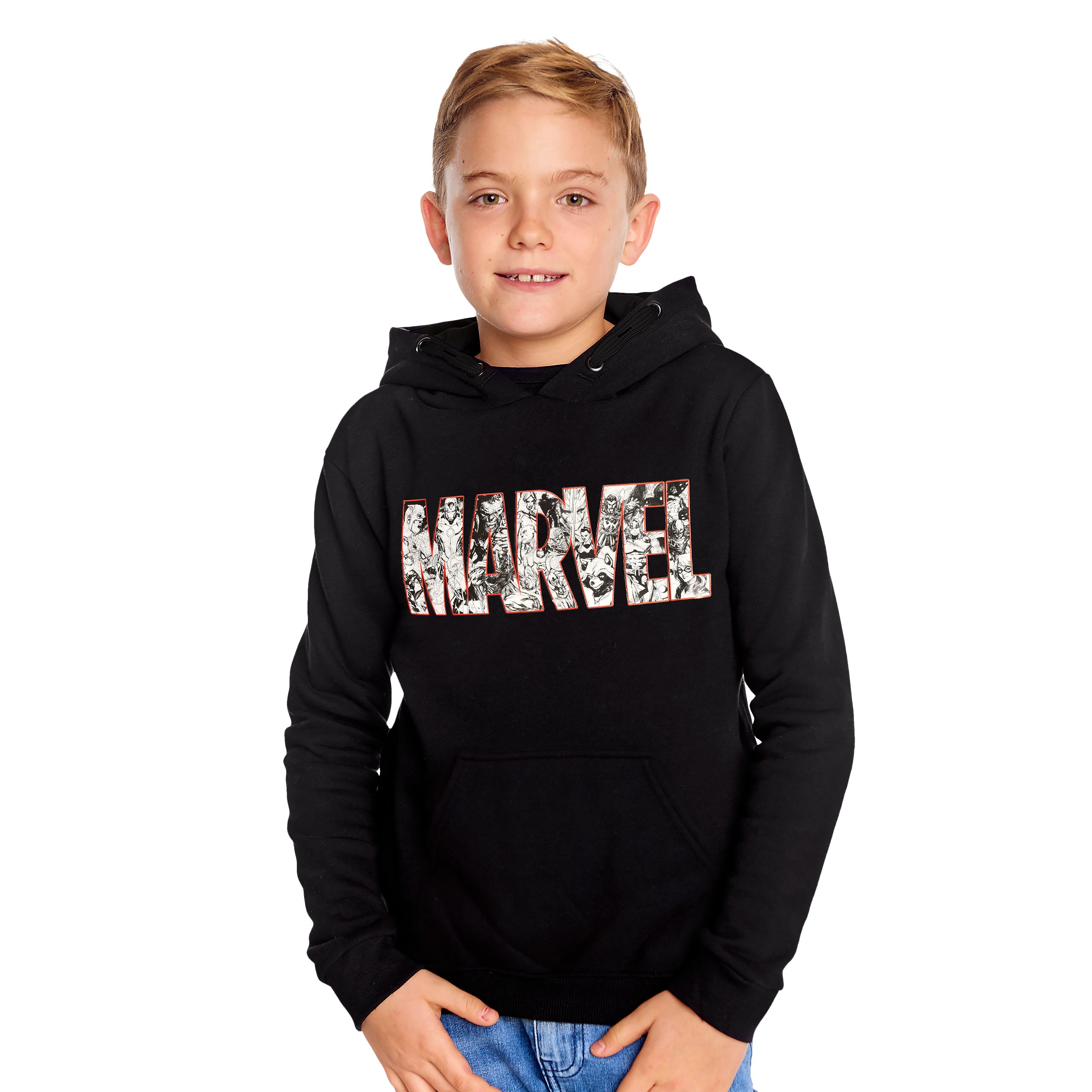 Produktbild Marvel Comic Logo Hoodie Kinder schwarz