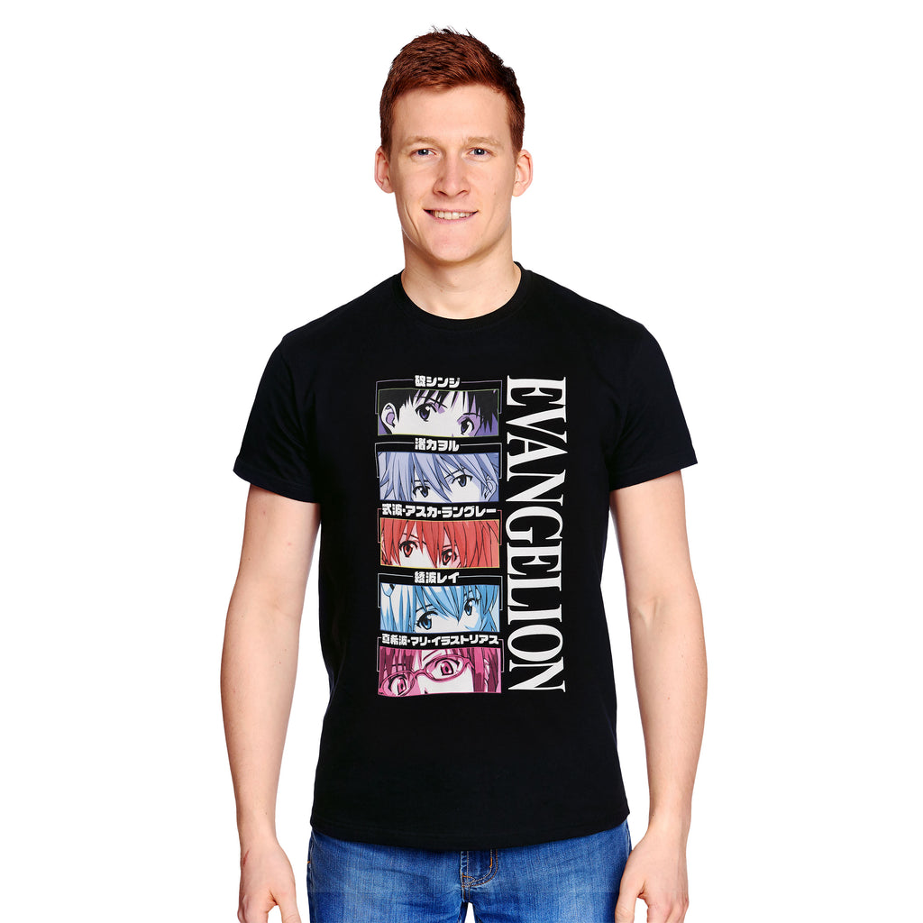 Evangelion - Characters Eyes T-Shirt schwarz