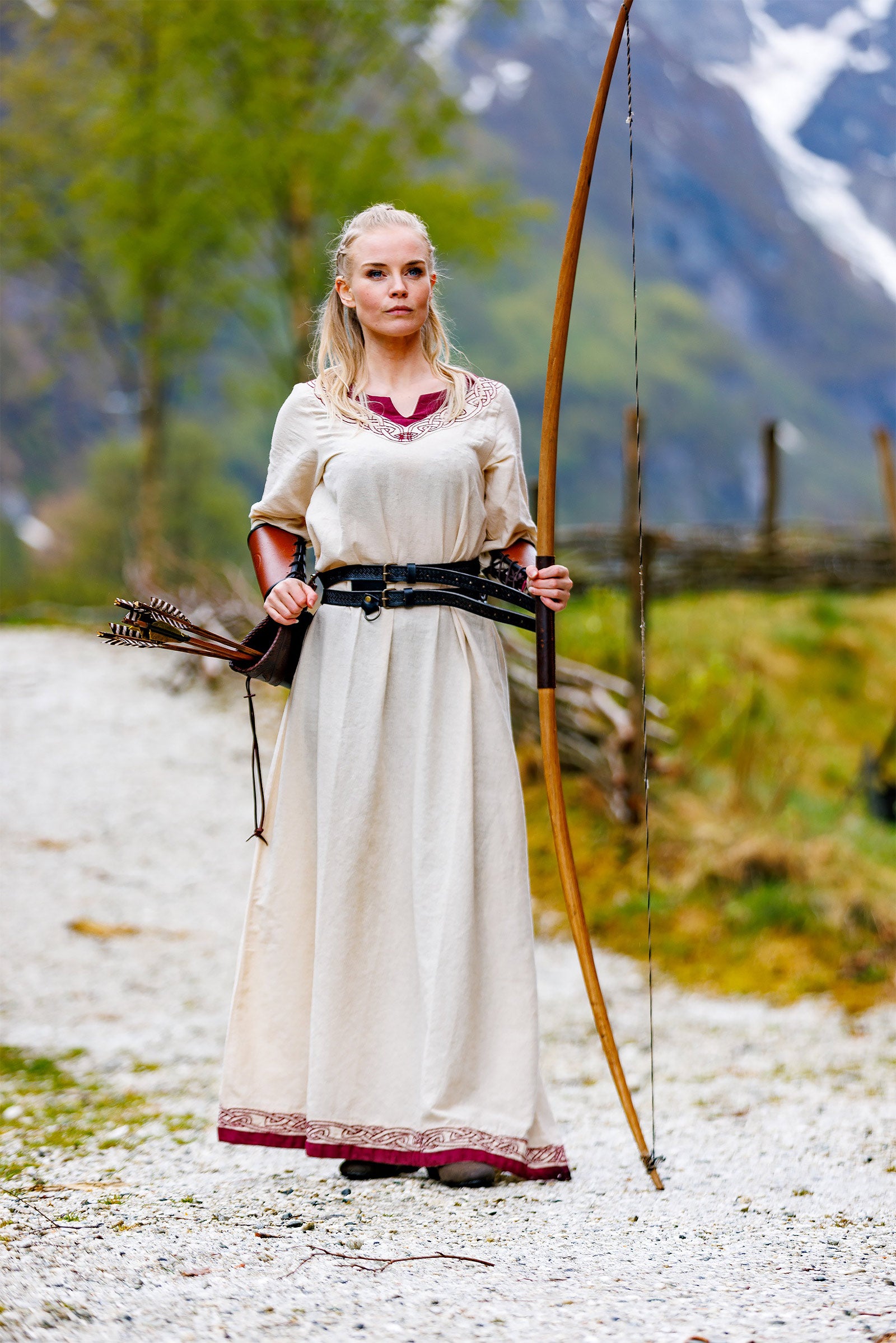 Produktbild Wikinger Kleid Lagertha beige-rot