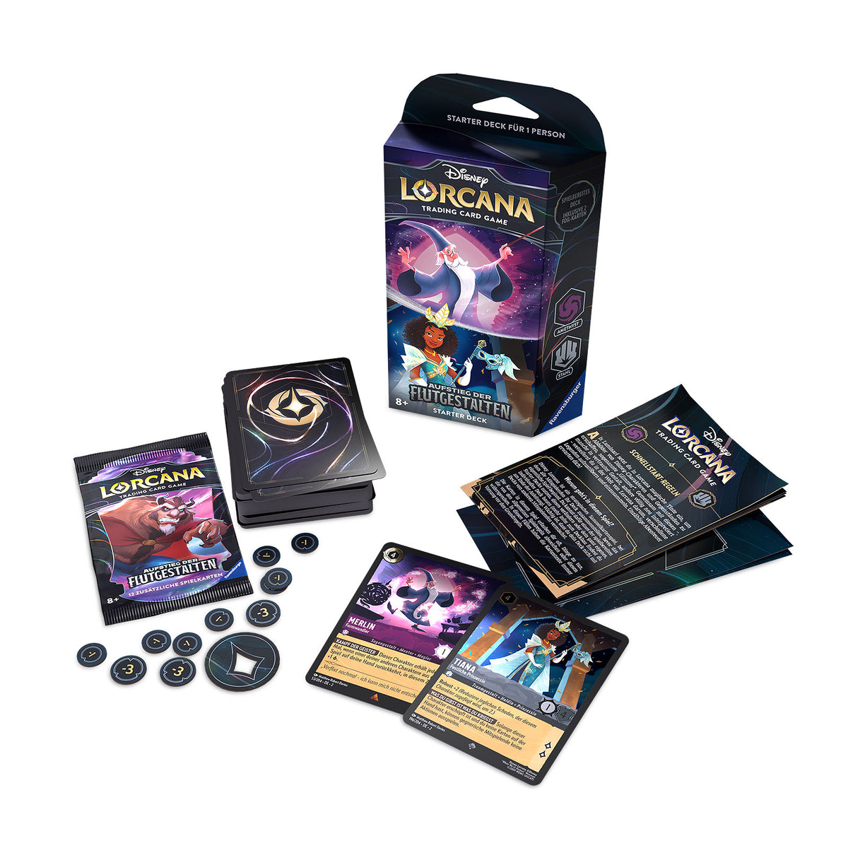 Produktbild Disney Lorcana Amethyst und Stahl Starterset - Aufstieg der Flutgestalten Trading Card Game