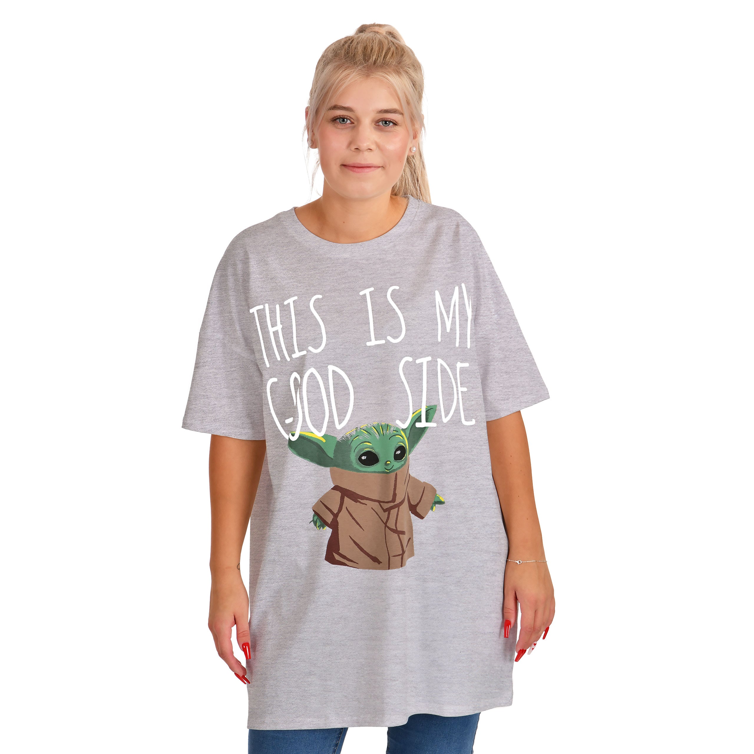 Produktbild Grogu Good Side Oversize T-Shirt weiß - Star Wars The Mandalorian