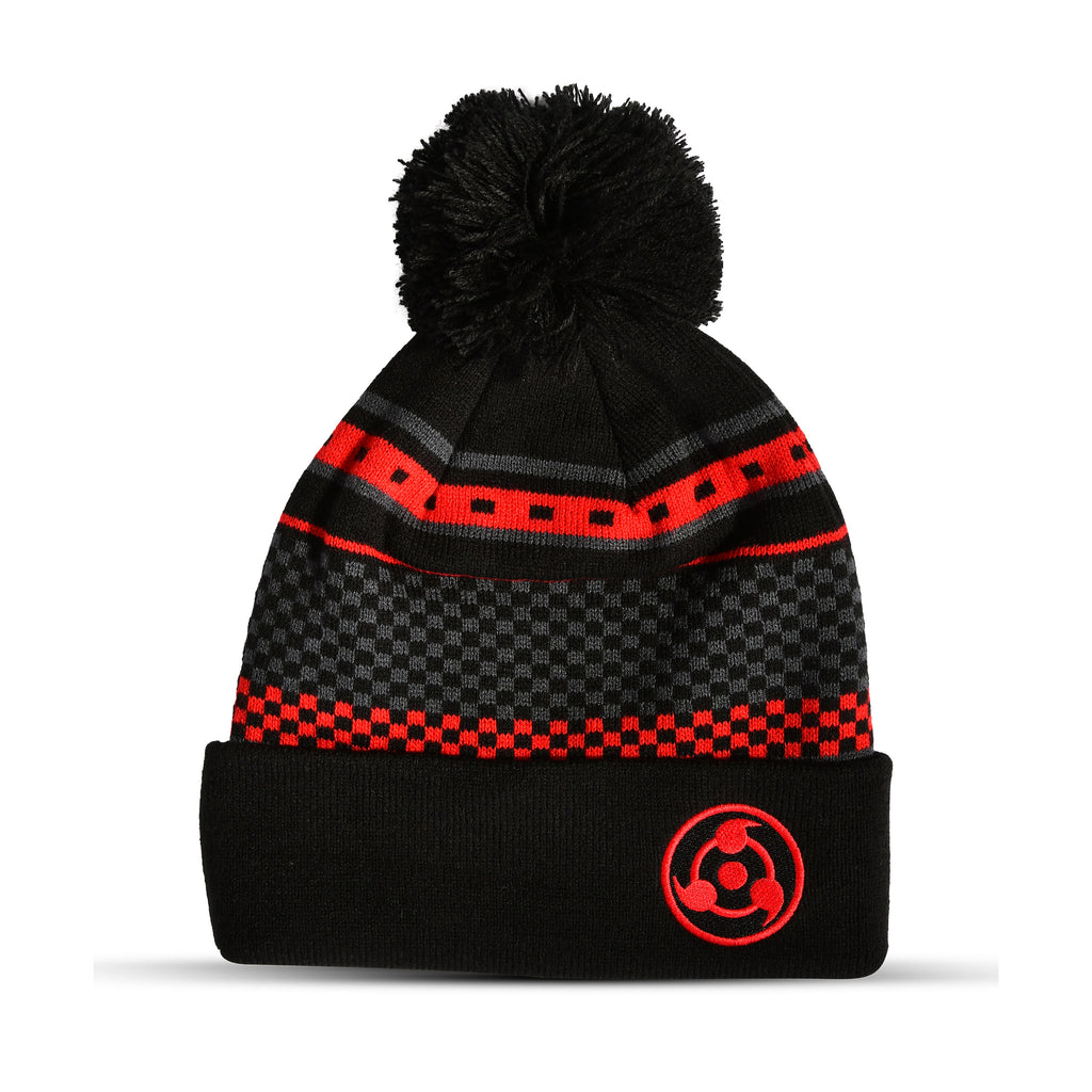 Naruto Shippuden - Sharingan Symbol Mütze mit Bommel schwarz