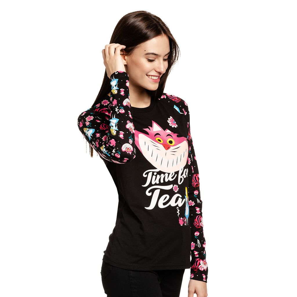 Produktbild Alice im Wunderland - Time for Tea Longsleeve Damen schwarz