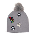 Produktbild Super Mario - Icons Mütze mit Bommel grau