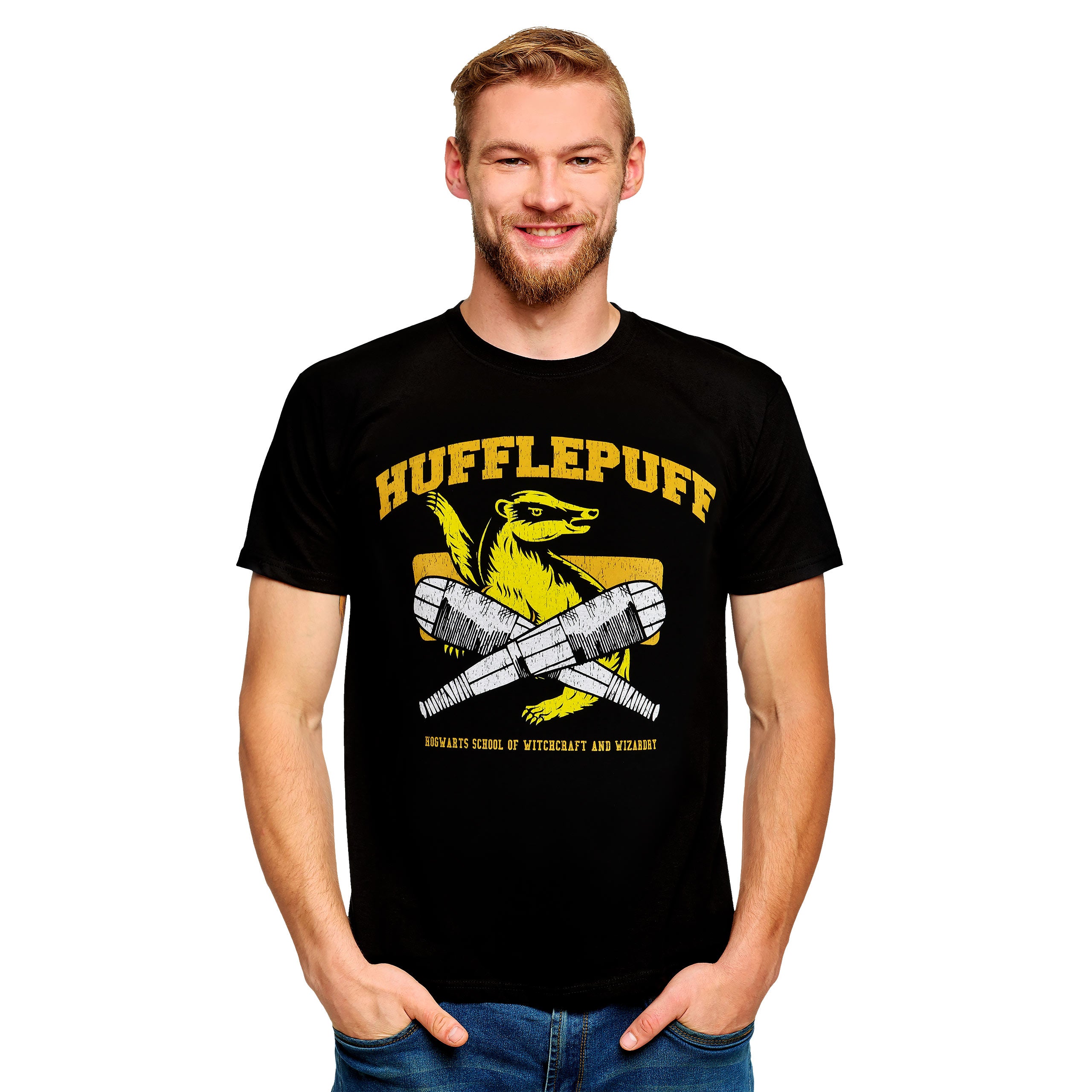 Produktbild Hufflepuff Quidditch College T-Shirt schwarz - Harry Potter