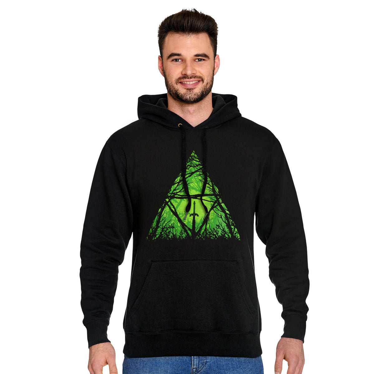 Produktbild Masterschwert im Wald Hoodie für Zelda Fans schwarz