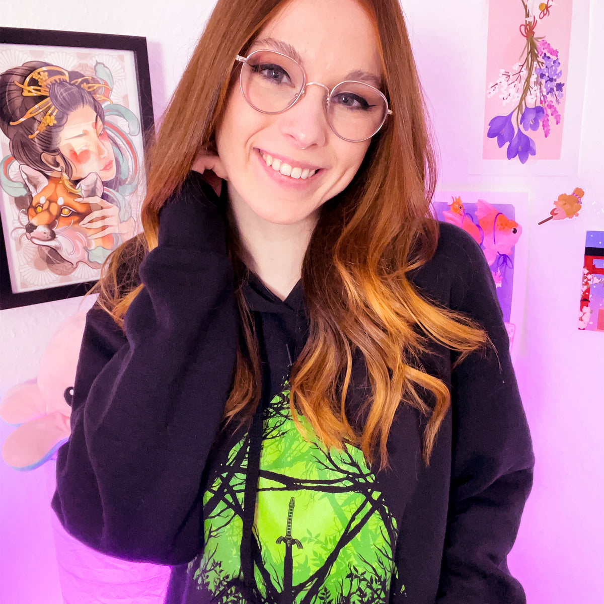 Produktbild Masterschwert im Wald Hoodie für Zelda Fans schwarz
