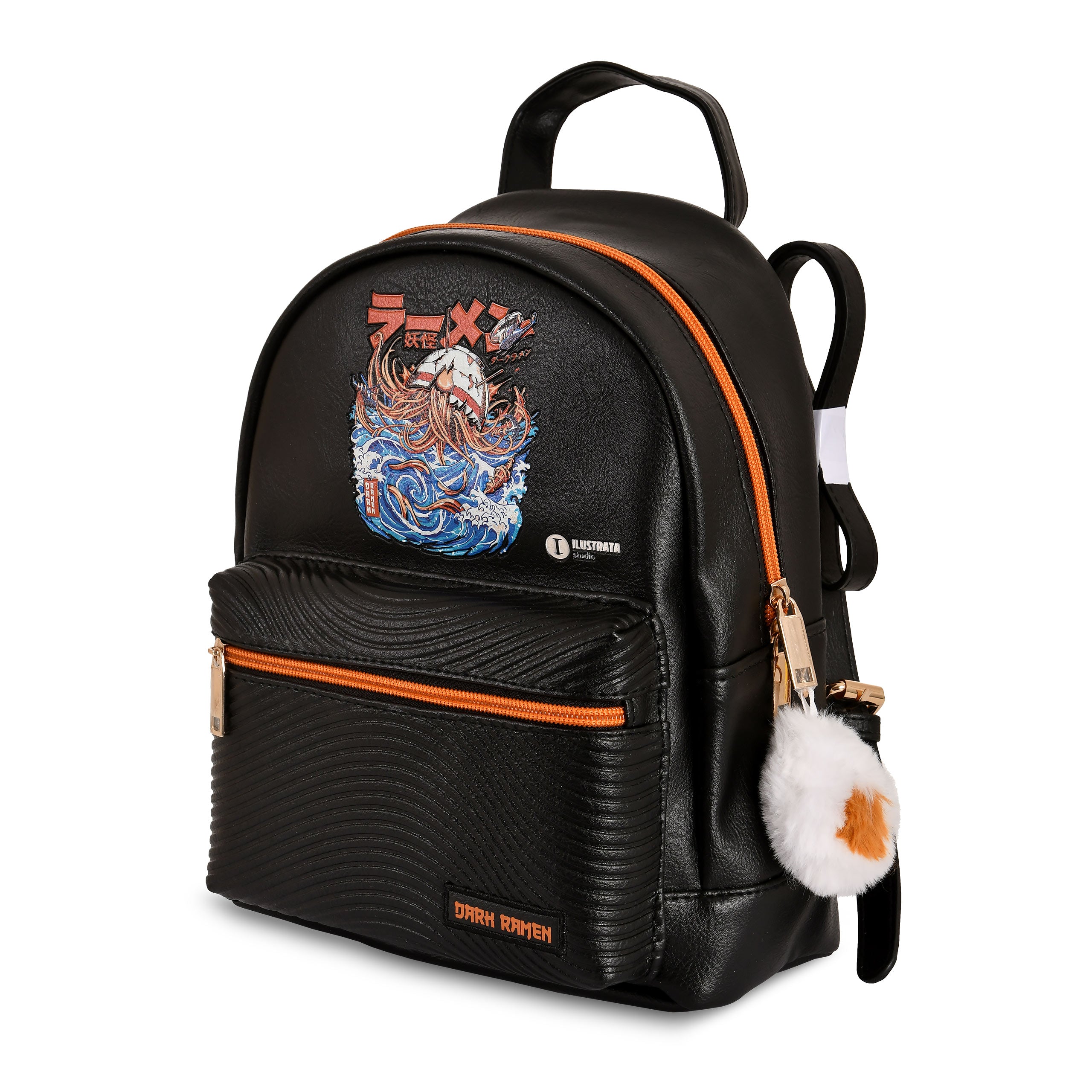 Produktbild Ilustrata - Dark Ramen Rucksack mit Pom Pom Anhänger schwarz