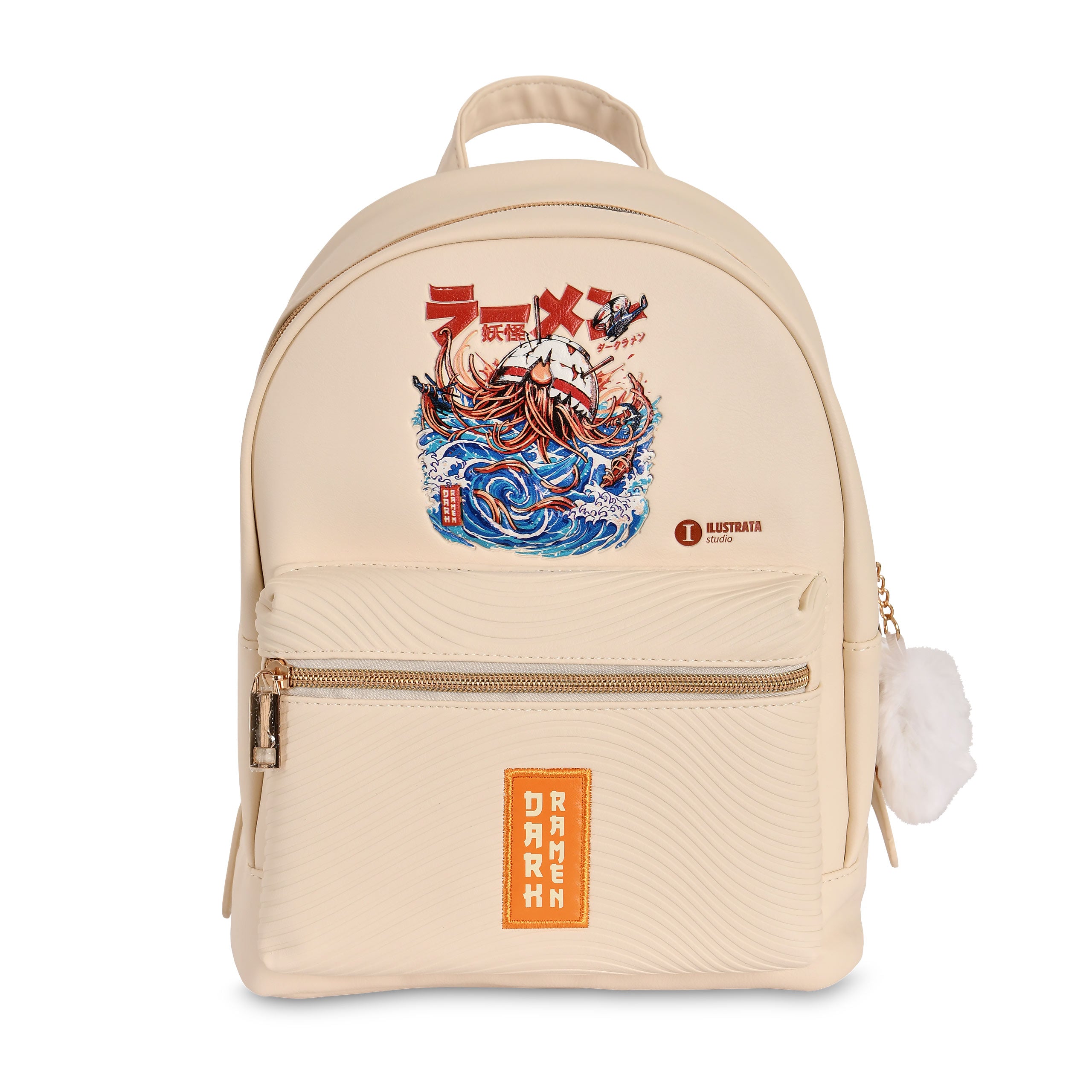 Produktbild Ilustrata - Dark Ramen Rucksack mit Pom Pom Anhänger beige