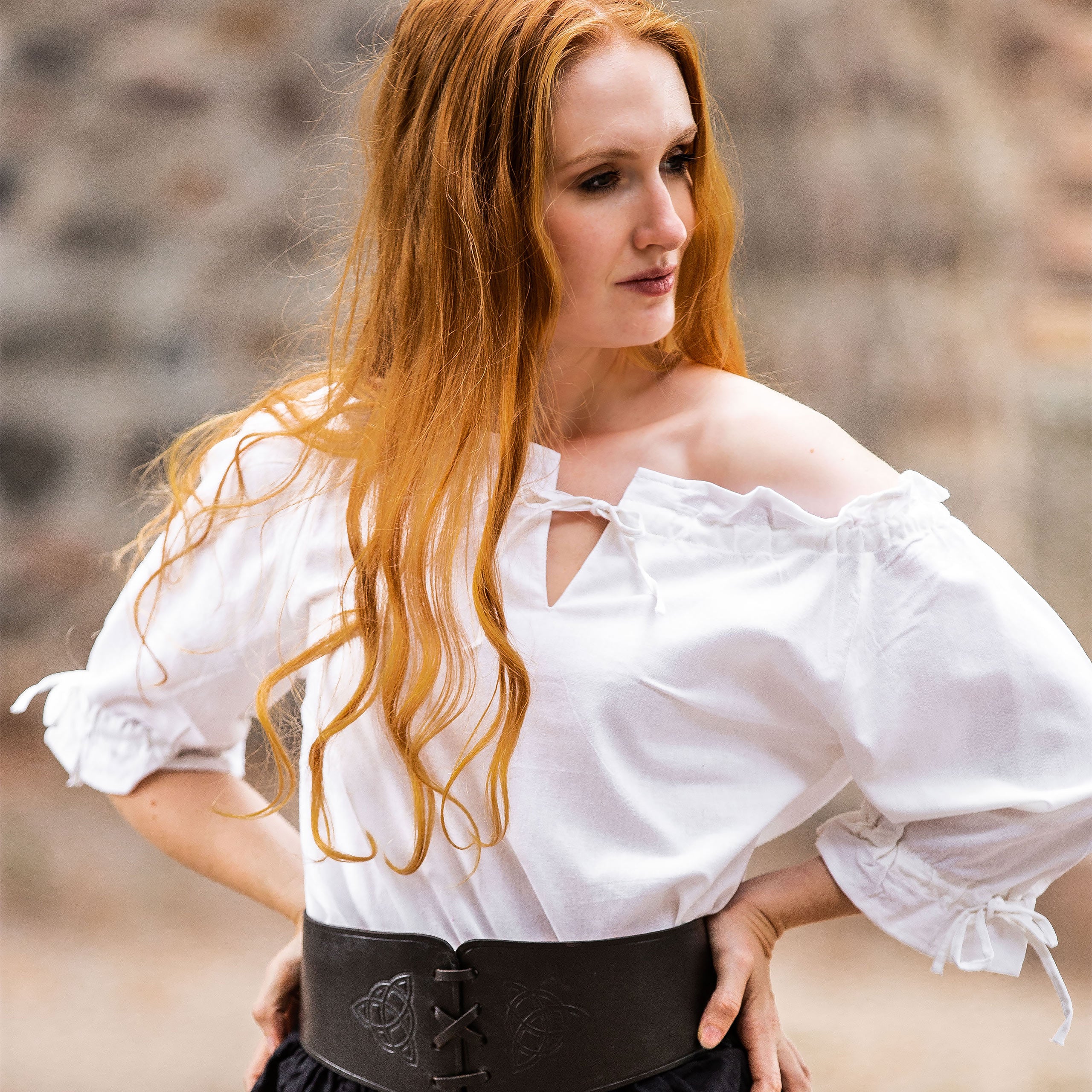 Produktbild Mittelalter Bluse Kurzarm Vera weiß