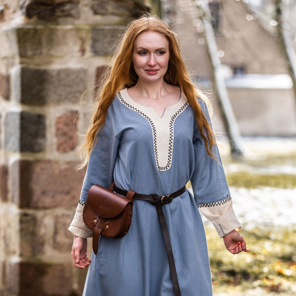Product image Medieval dress with hand embroidery blue