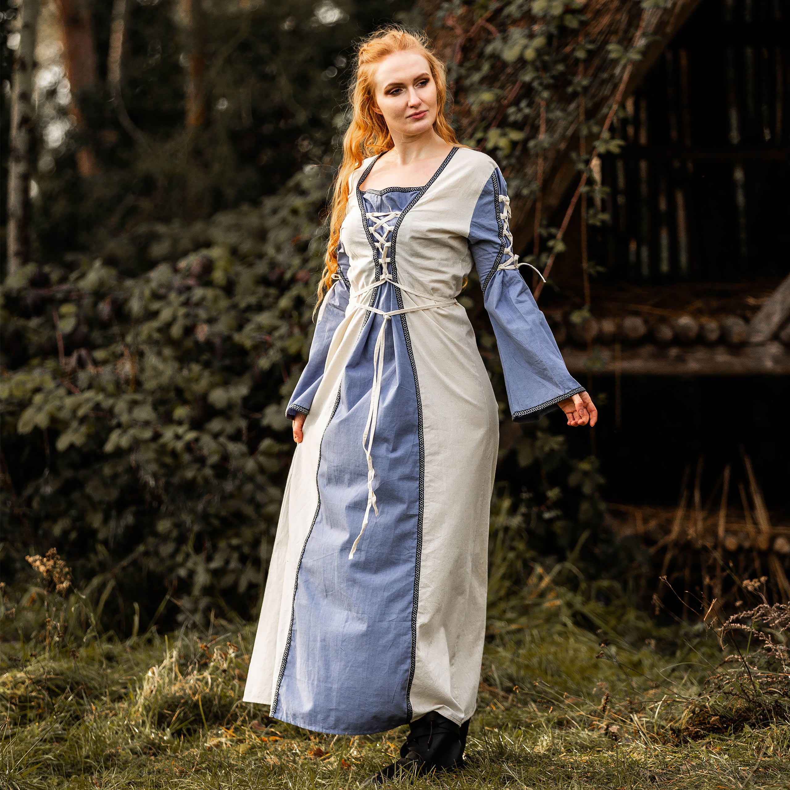 Produktbild Mittelalter Kleid mit Schnürung blau-natur