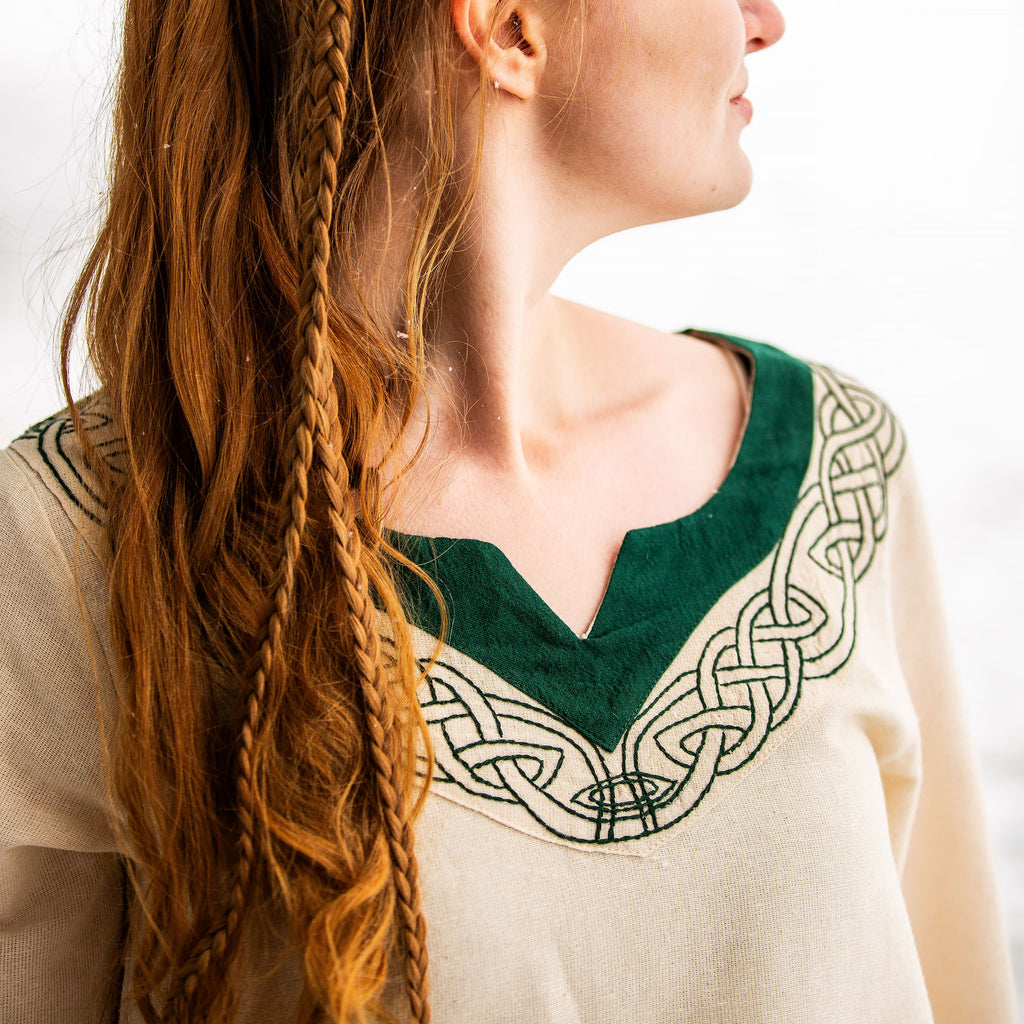 Produktbild Mittelalter Kleid mit Stickerei beige-grün