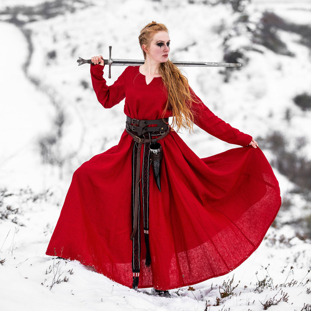 Produktbild Mittelalter Kleid Leinen rot