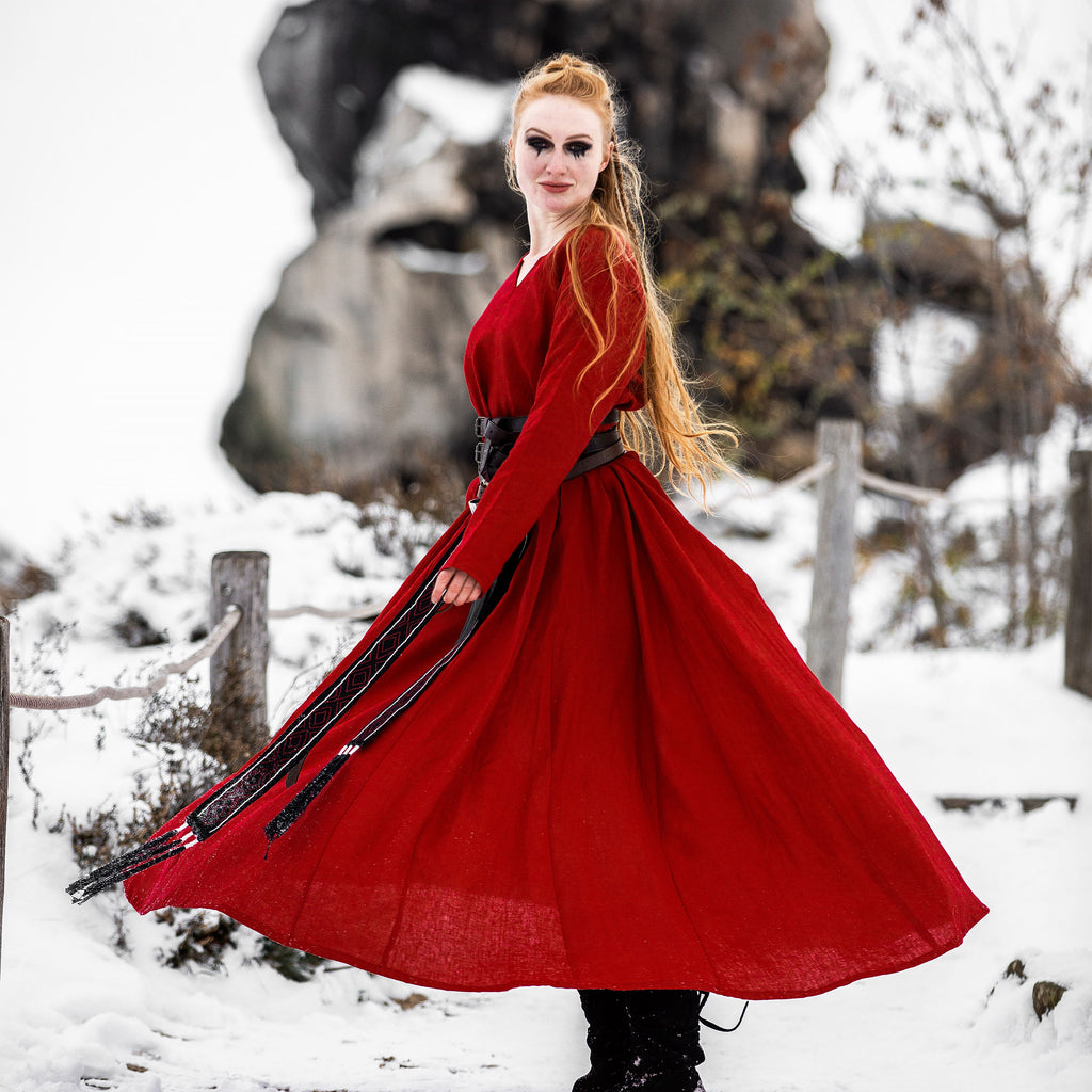 Produktbild Mittelalter Kleid Leinen rot