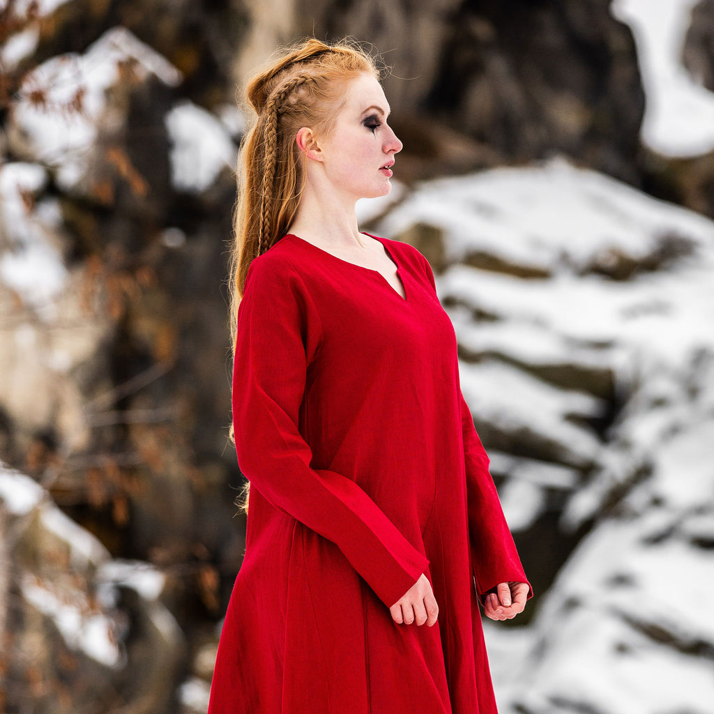 Produktbild Mittelalter Kleid Leinen rot