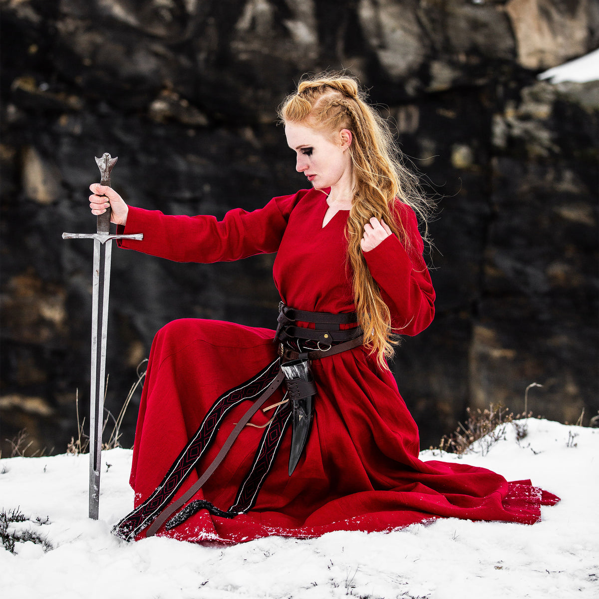 Produktbild Mittelalter Kleid Leinen rot