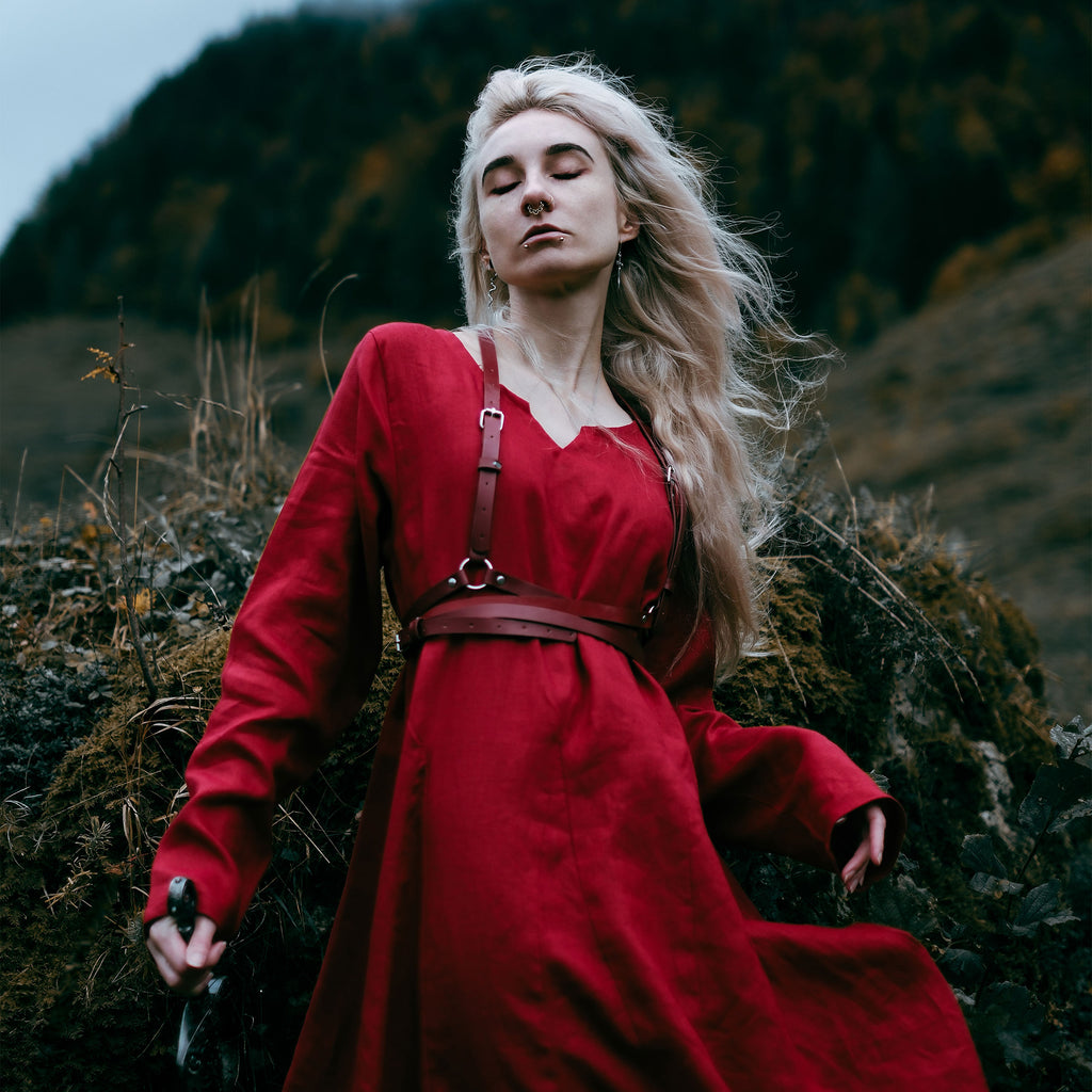Produktbild Mittelalter Kleid Leinen rot