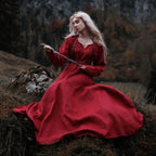 Produktbild Mittelalter Kleid Leinen rot