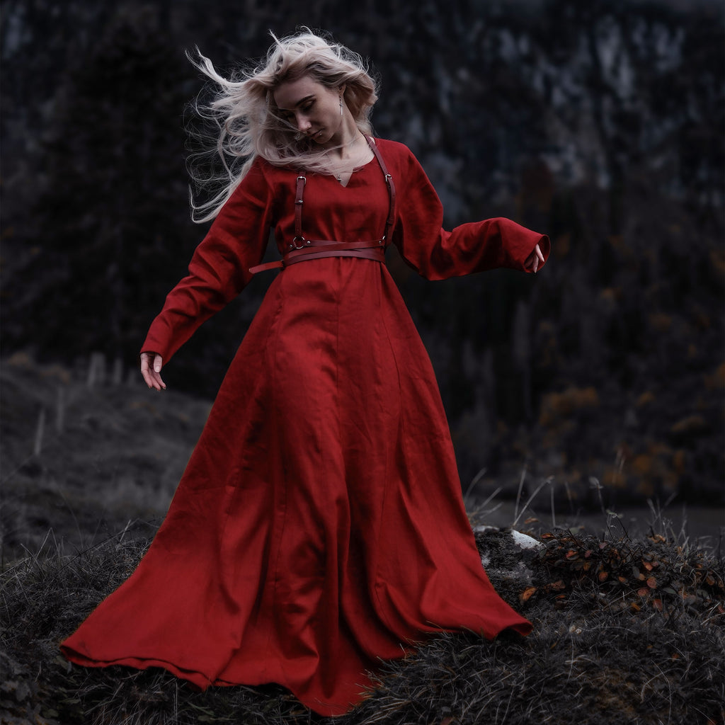 Produktbild Mittelalter Kleid Leinen rot
