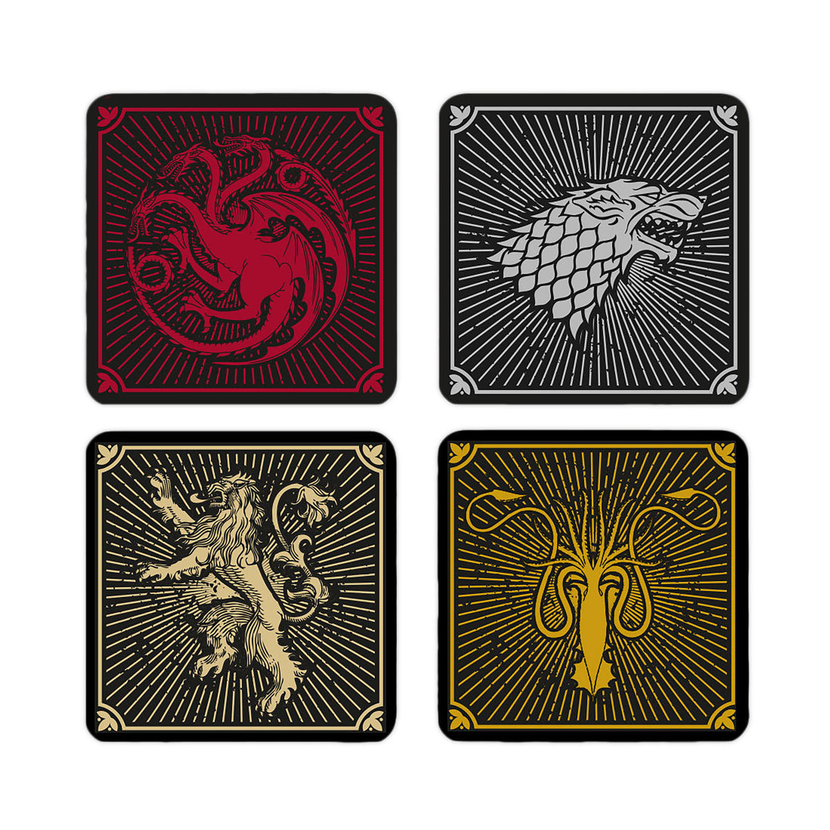 Produktbild Game of Thrones - Häuser Wappen Untersetzer 4er Set